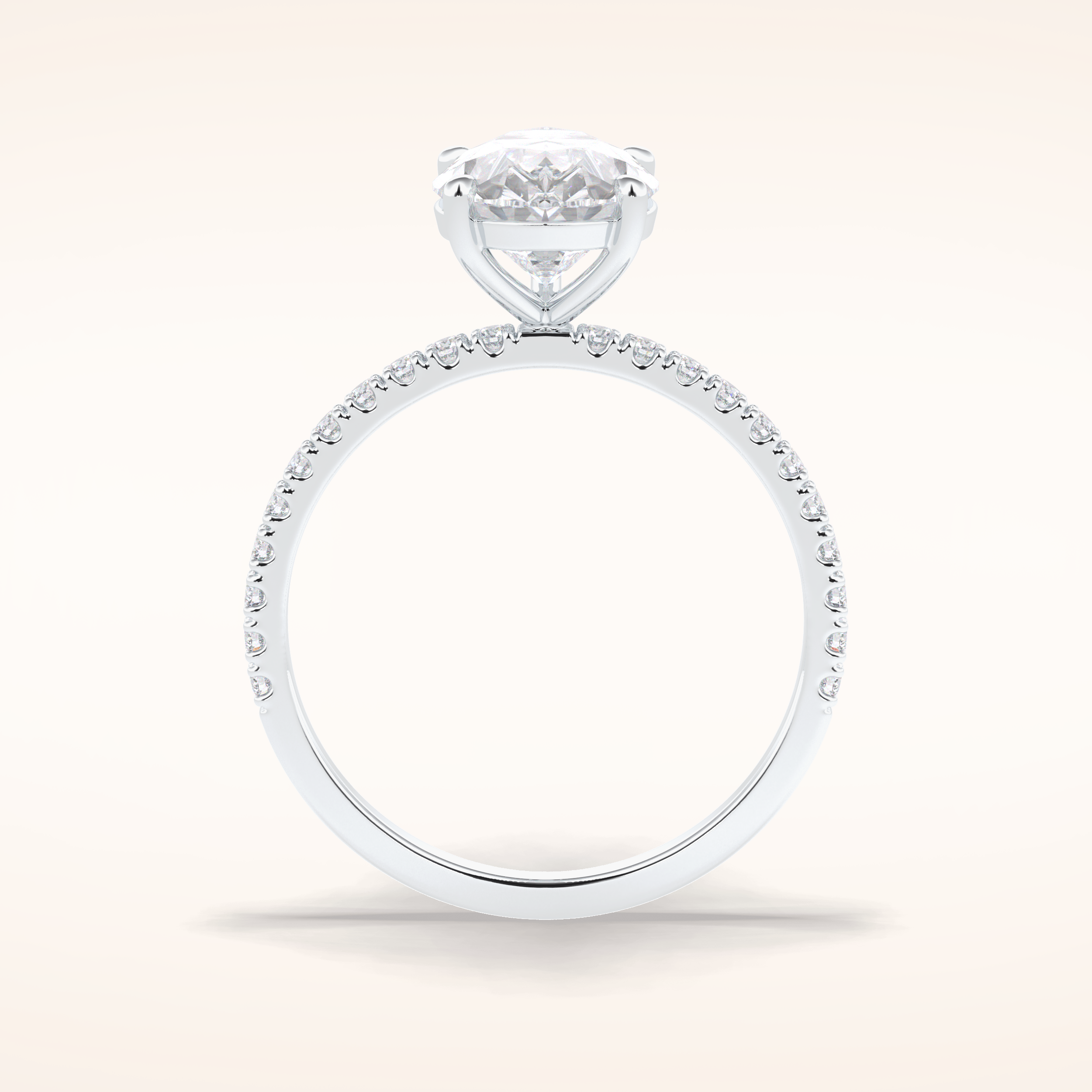 2.5 CT Pear Shaped Pave Moissanite Engagement Ring