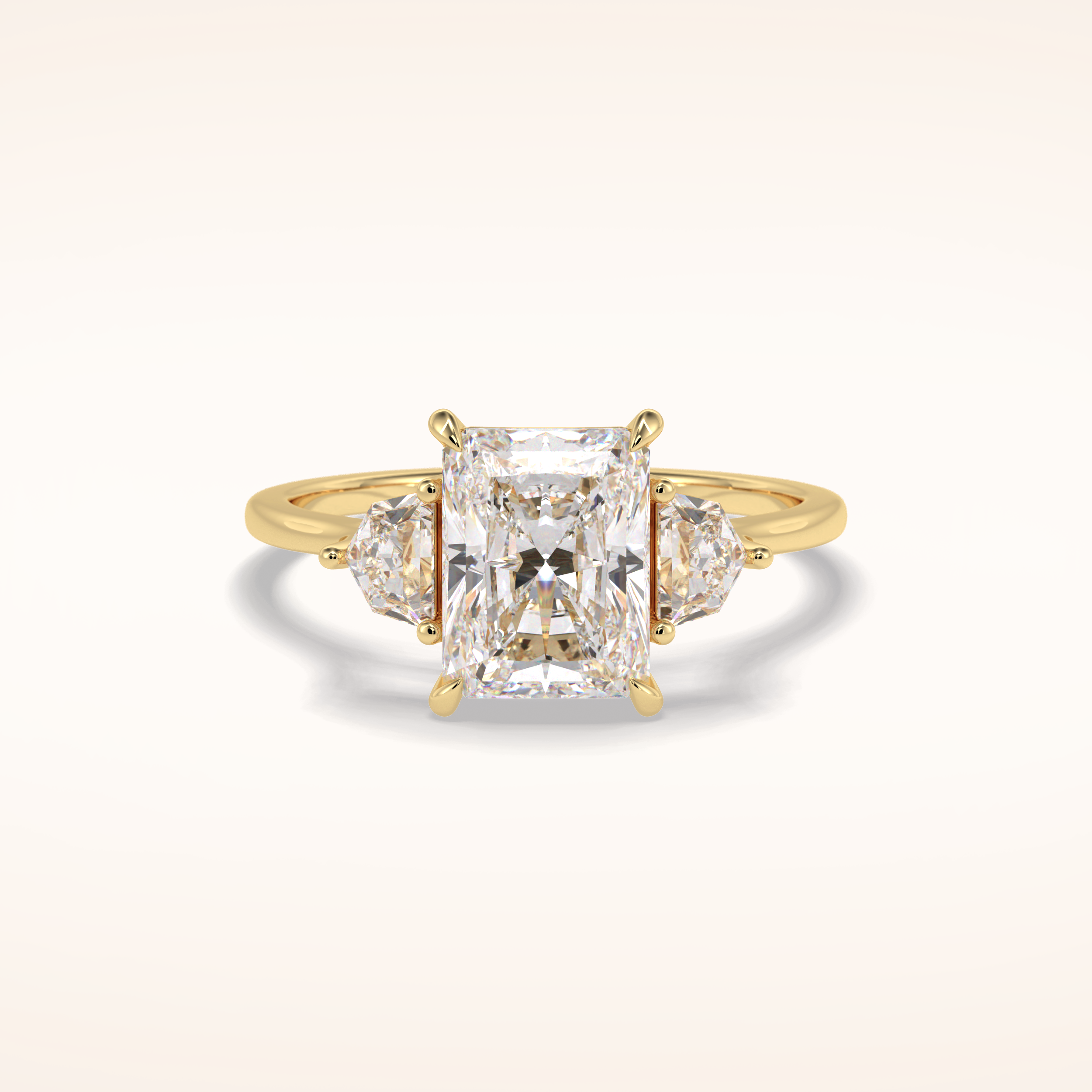 2.5 CT Radiant Shaped Three Stone Moissanite Engagement Ring