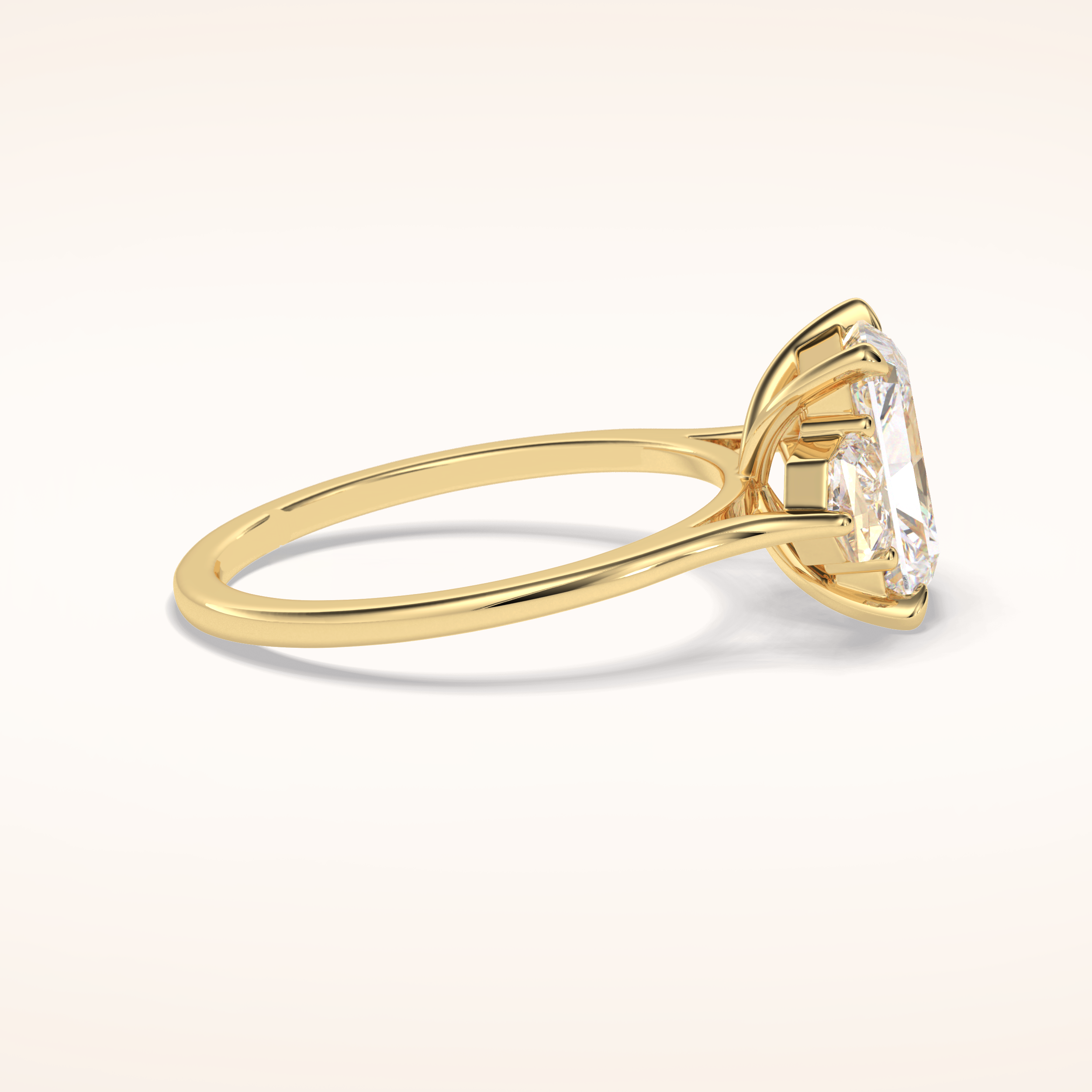 2.5 CT Radiant Shaped Three Stone Moissanite Engagement Ring