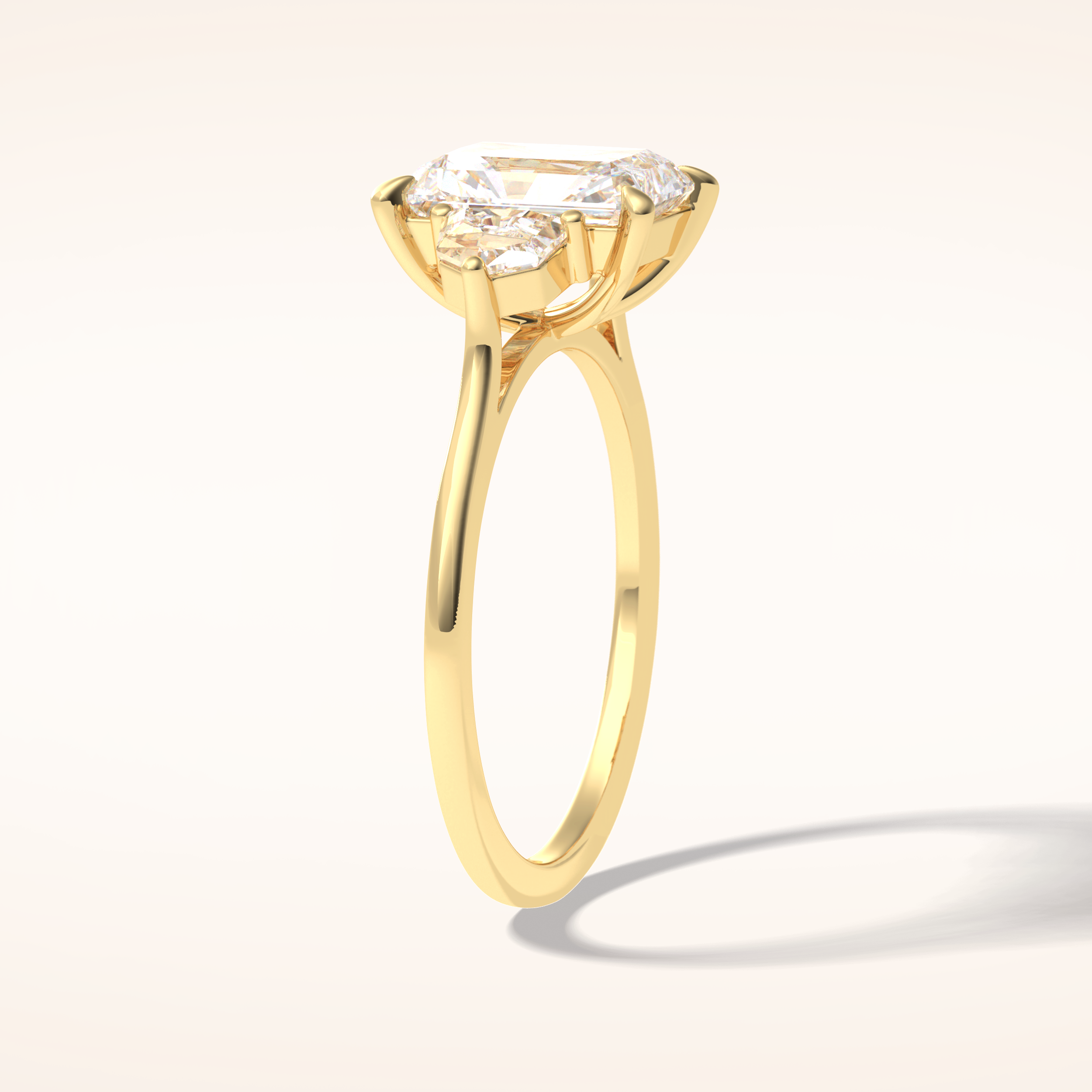 2.5 CT Radiant Shaped Three Stone Moissanite Engagement Ring