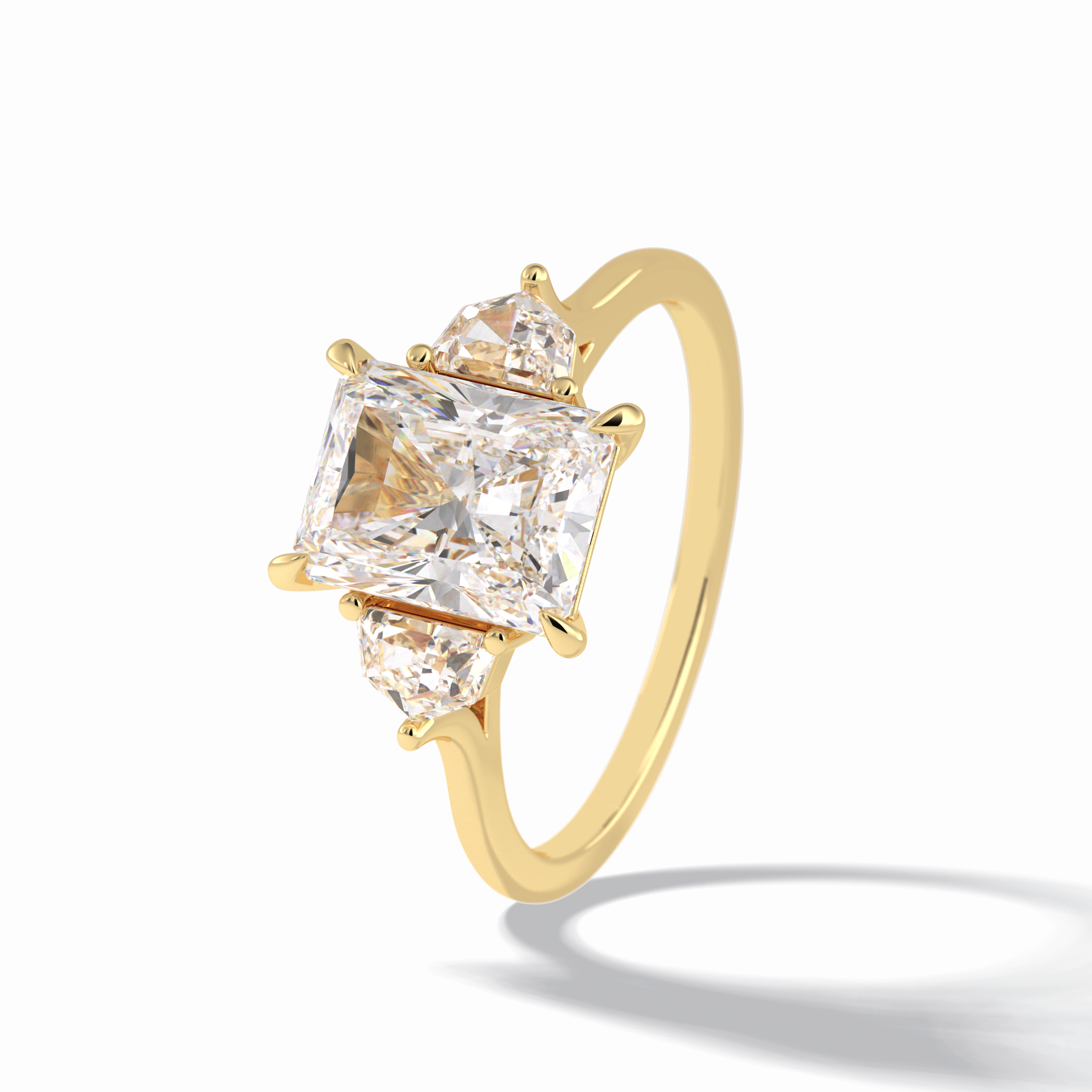 Radiant Three Stone Lab Grown Diamond Engagement Ring