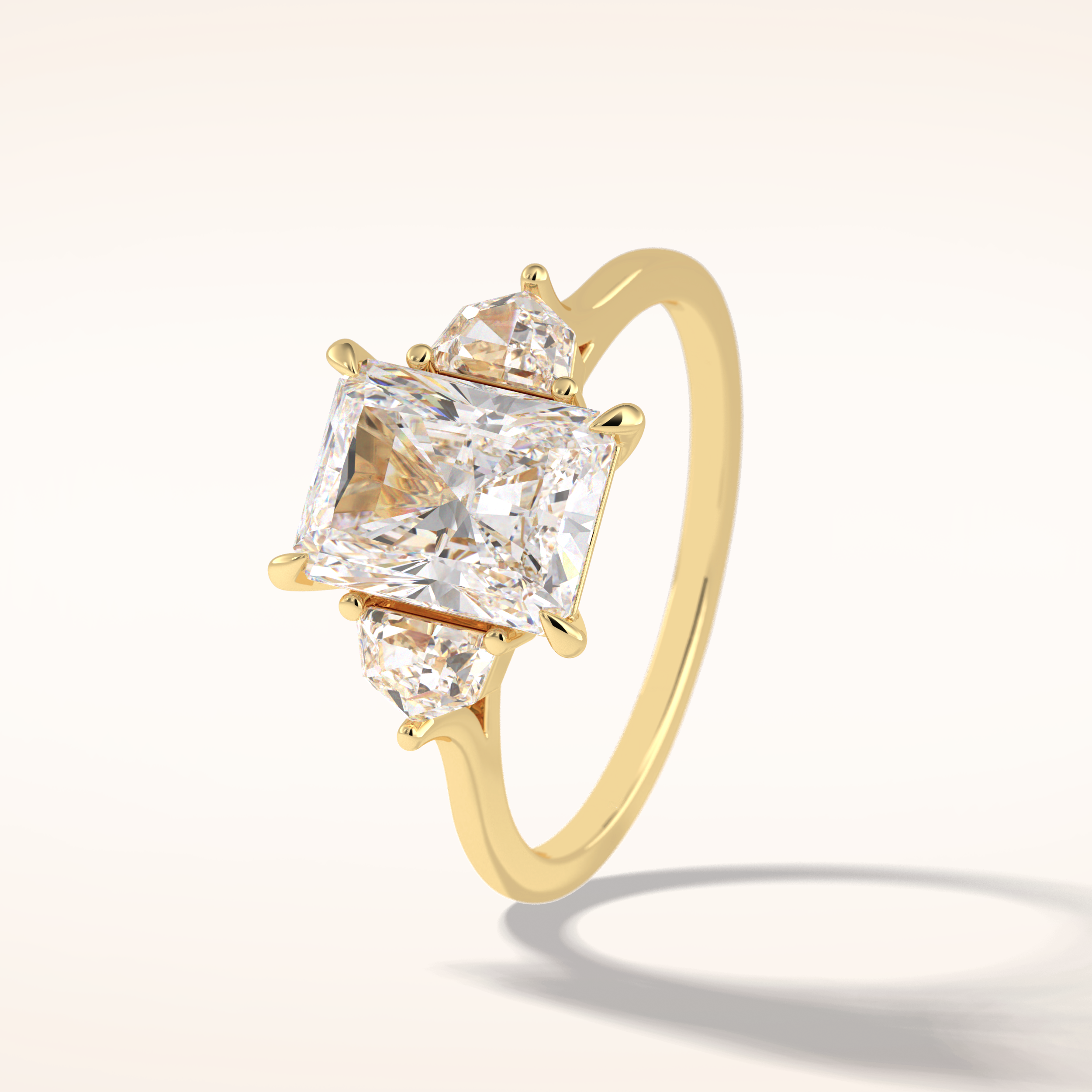 2.5 CT Radiant Shaped Three Stone Moissanite Engagement Ring