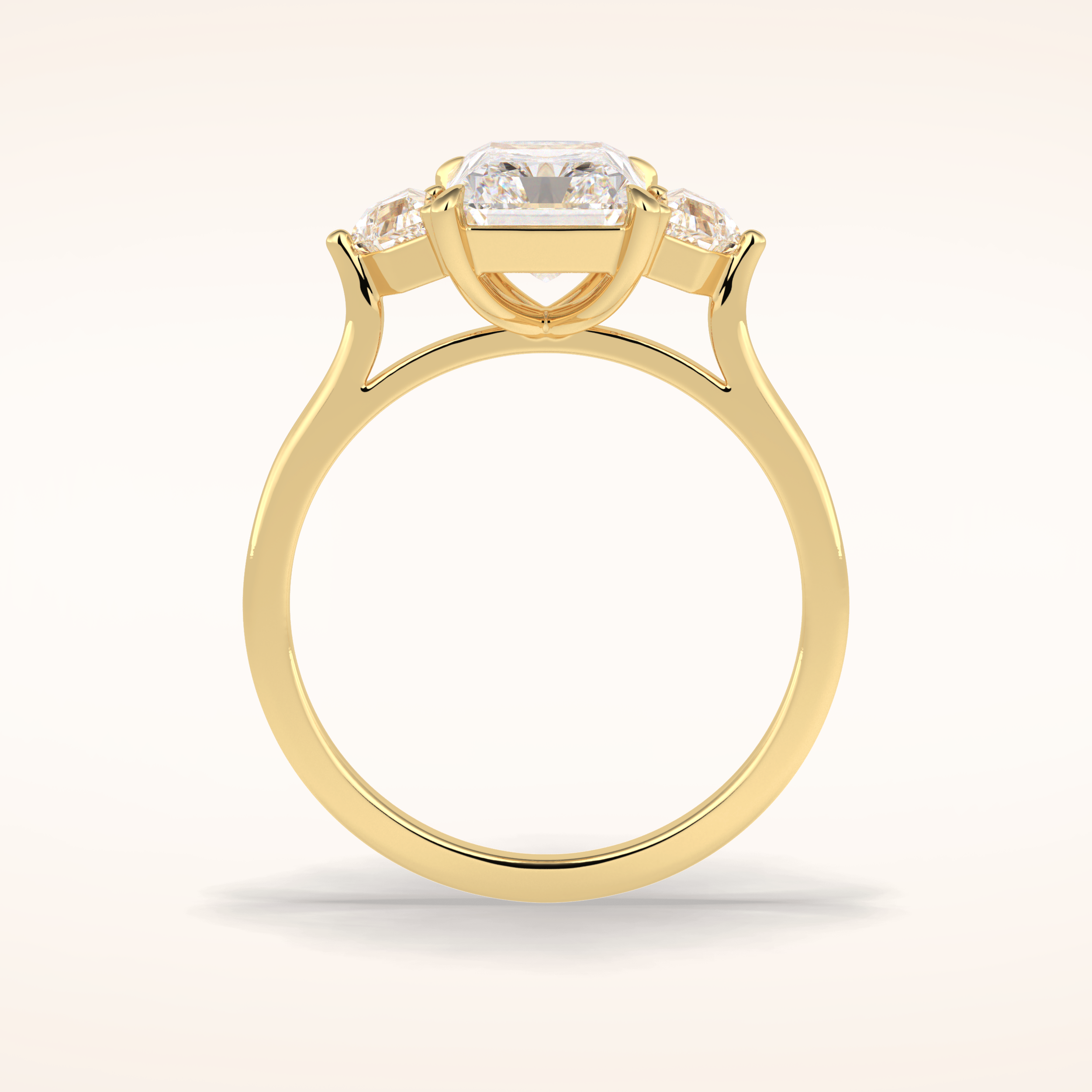 2.5 CT Radiant Shaped Three Stone Moissanite Engagement Ring