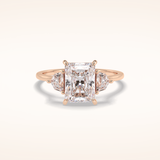 2.5 CT Radiant Shaped Three Stone Moissanite Engagement Ring