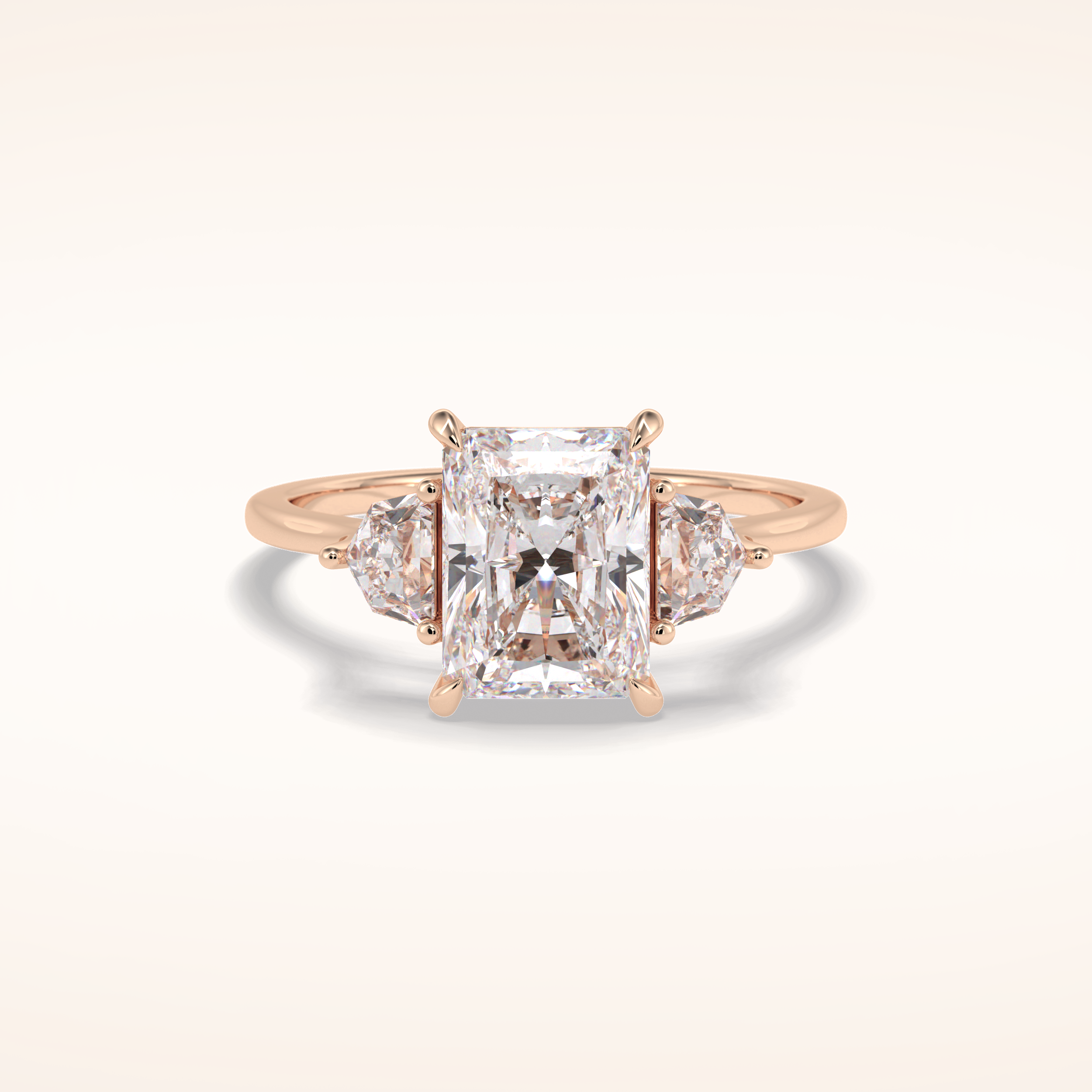 2.5 CT Radiant Shaped Three Stone Moissanite Engagement Ring