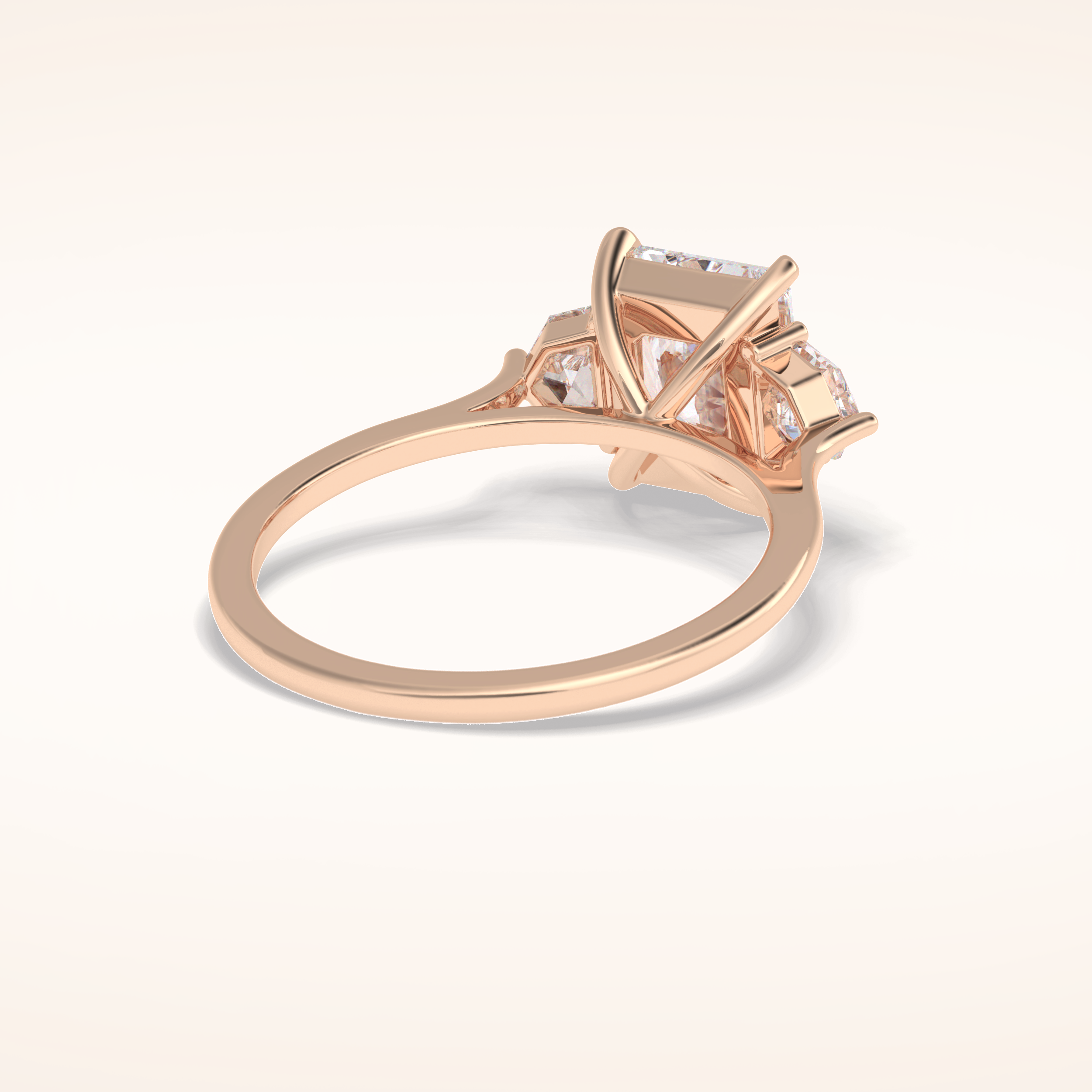 2.5 CT Radiant Shaped Three Stone Moissanite Engagement Ring