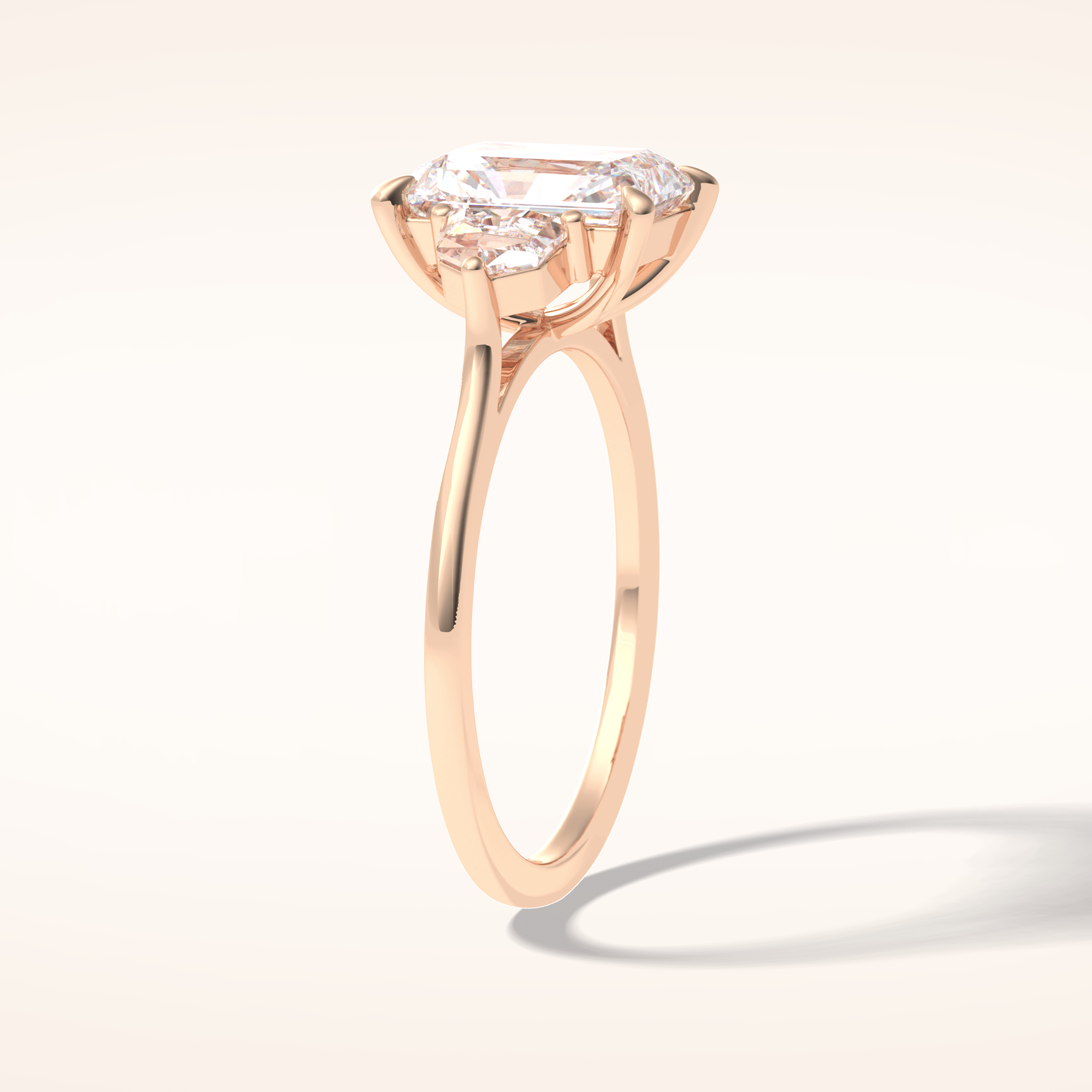 2.5 CT Radiant Shaped Three Stone Moissanite Engagement Ring