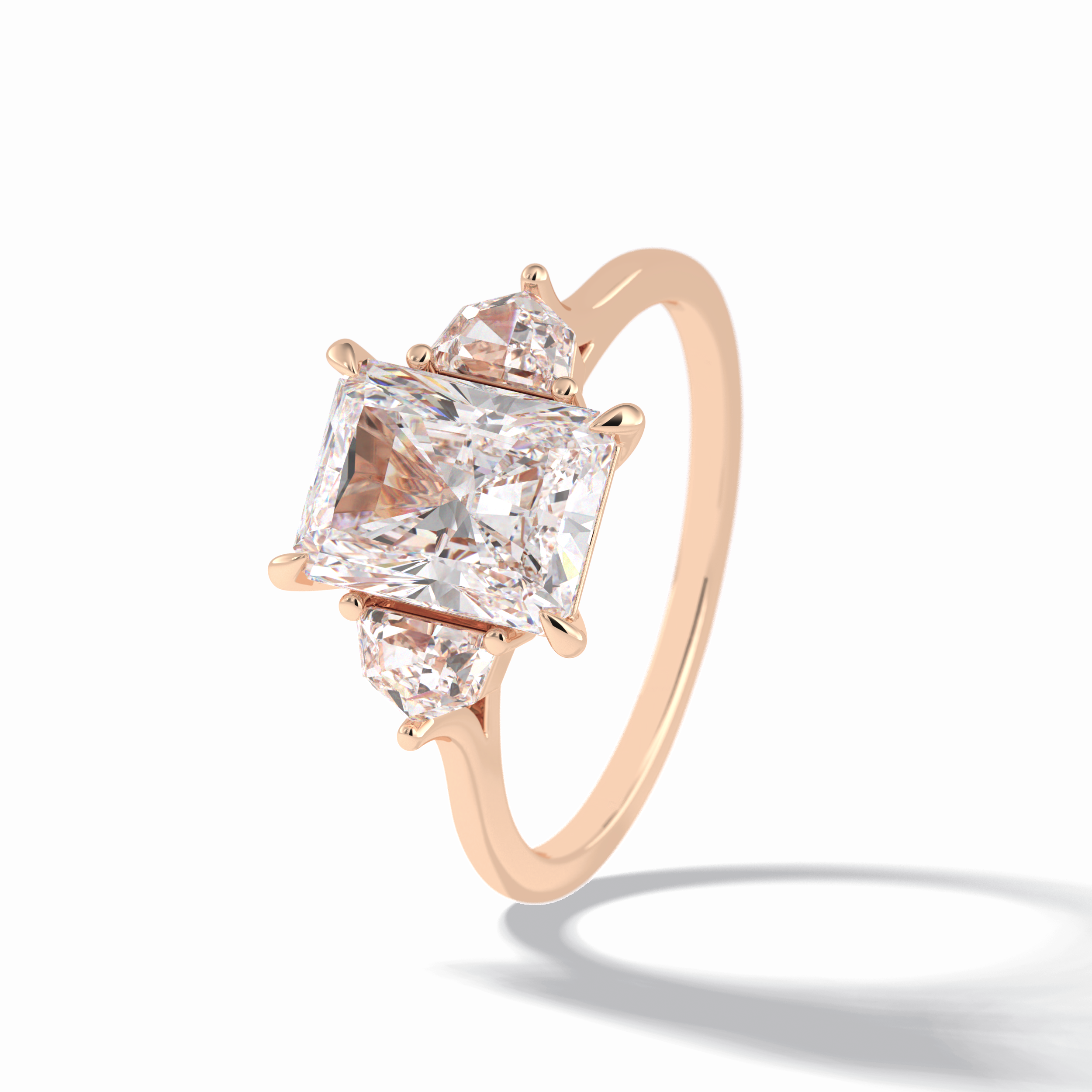 Radiant Three Stone Lab Grown Diamond Engagement Ring