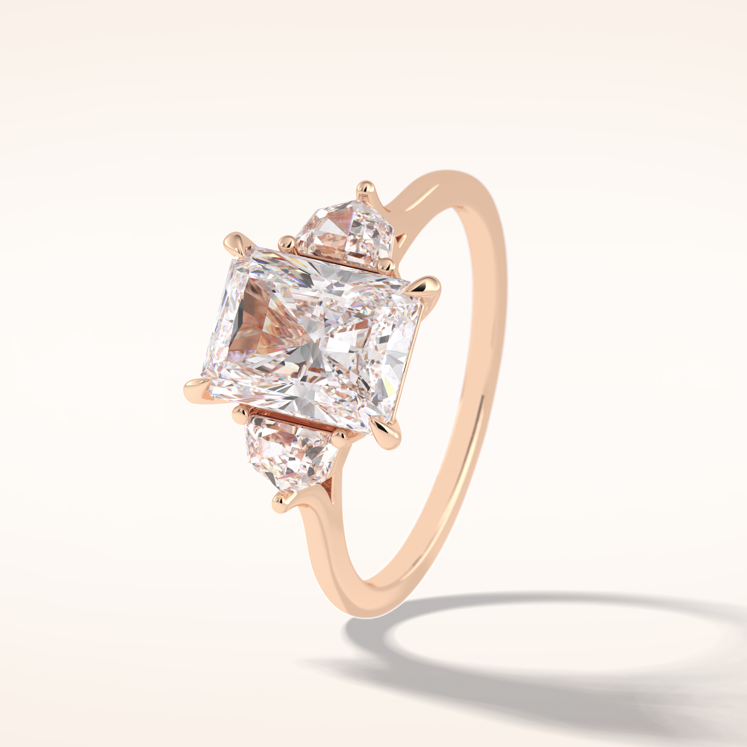 2.5 CT Radiant Shaped Three Stone Moissanite Engagement Ring