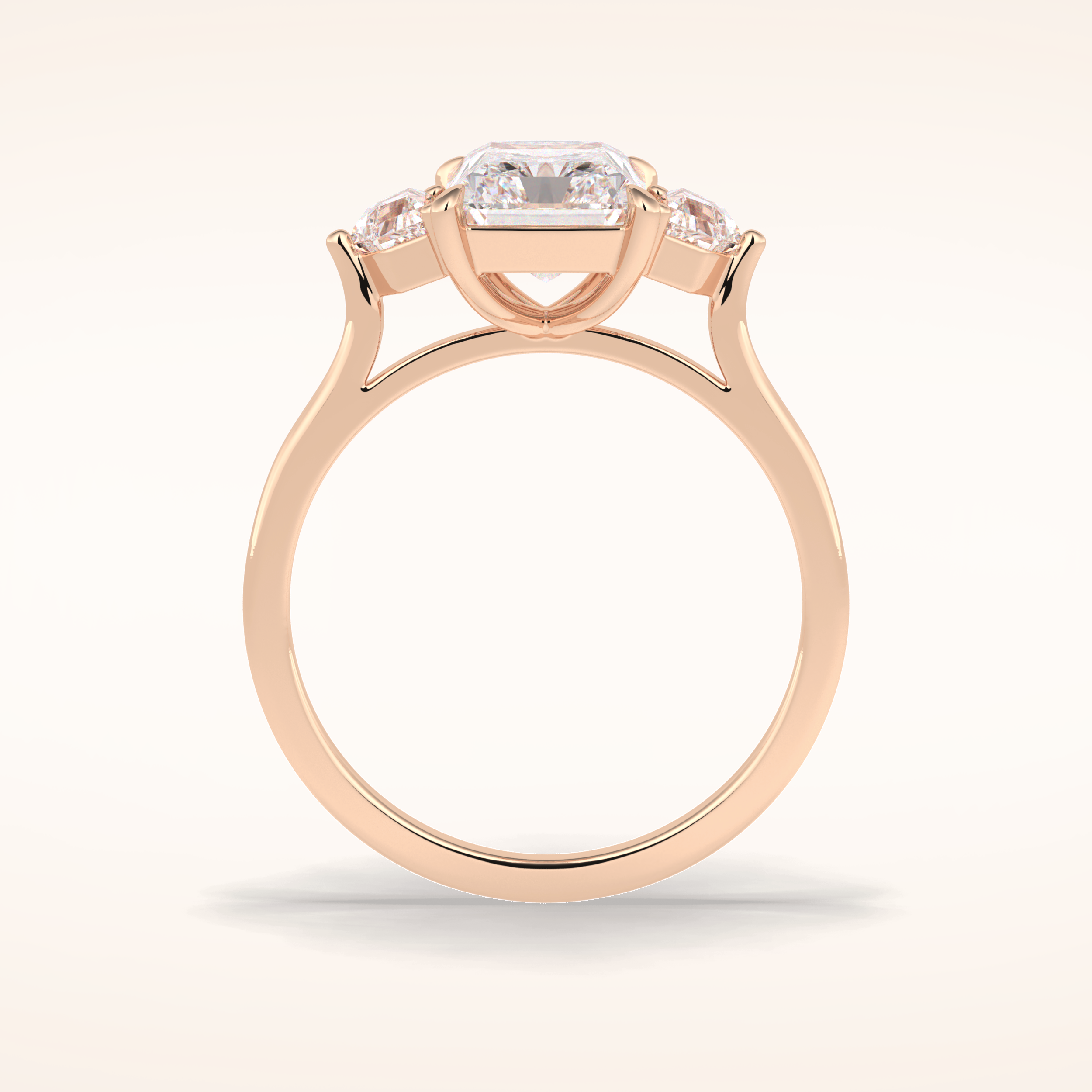 2.5 CT Radiant Shaped Three Stone Moissanite Engagement Ring