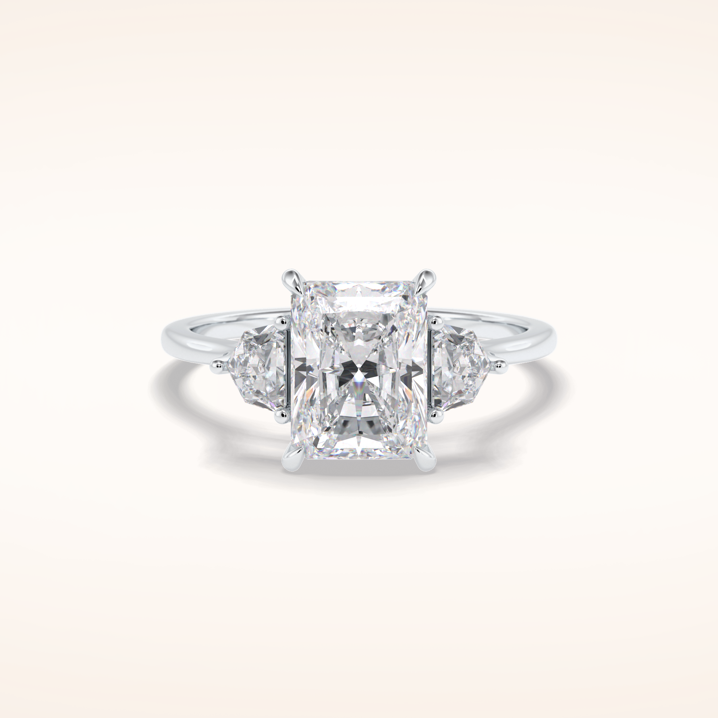 2.5 CT Radiant Shaped Three Stone Moissanite Engagement Ring
