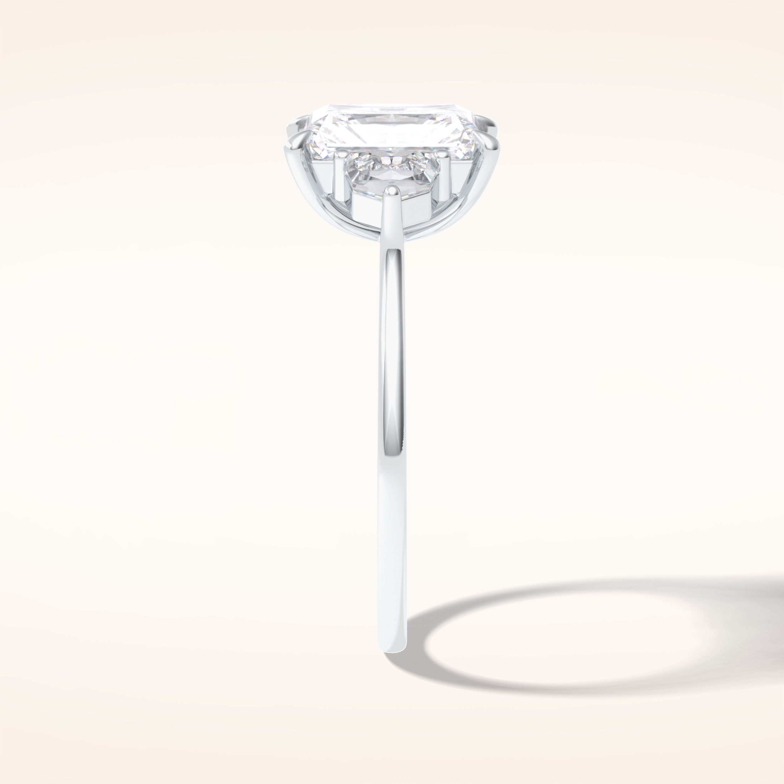 2.5 CT Radiant Shaped Three Stone Moissanite Engagement Ring