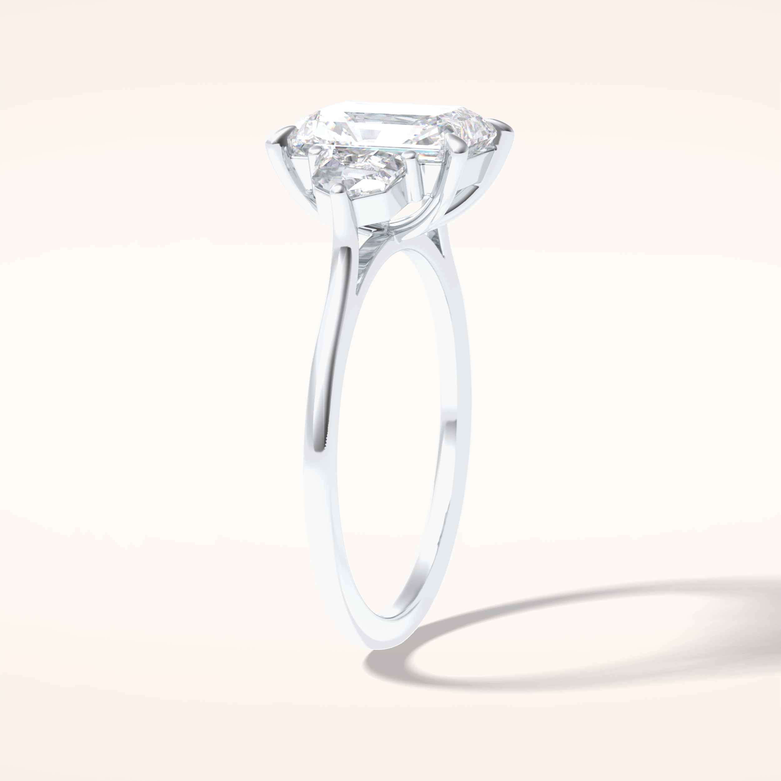 2.5 CT Radiant Shaped Three Stone Moissanite Engagement Ring