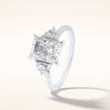 2.5 CT Radiant Shaped Three Stone Moissanite Engagement Ring