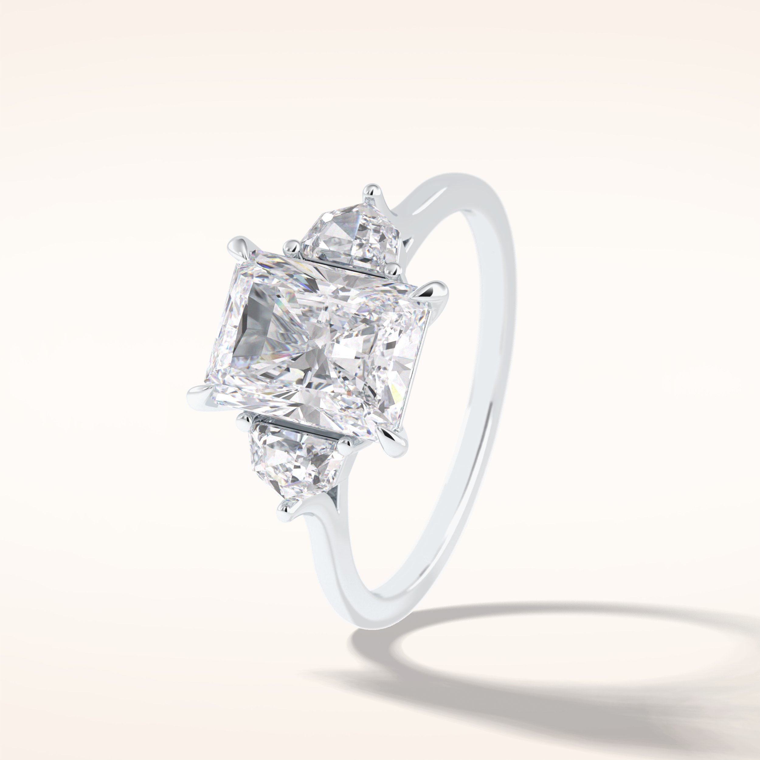 2.5 CT Radiant Shaped Three Stone Moissanite Engagement Ring