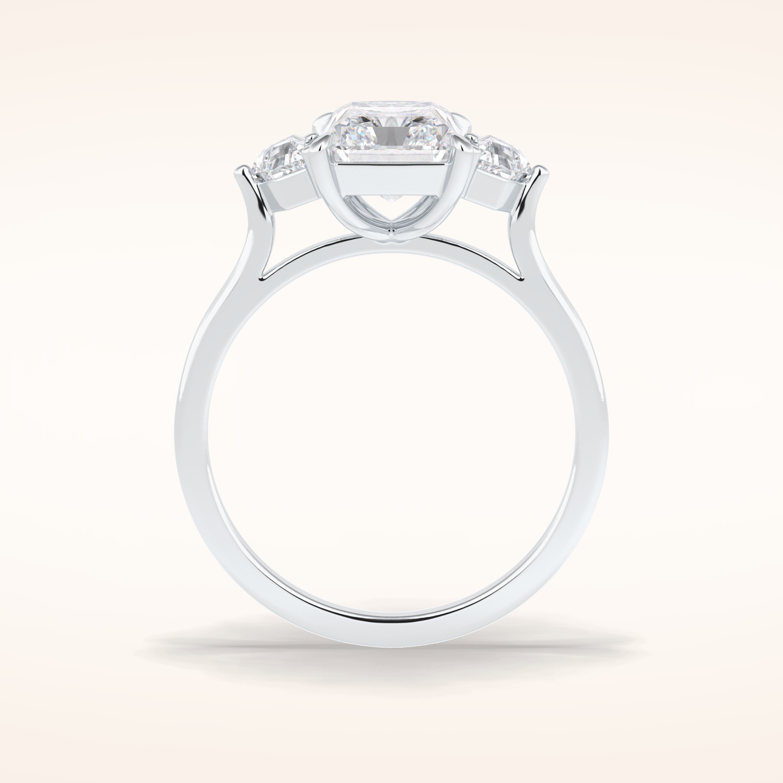 2.5 CT Radiant Shaped Three Stone Moissanite Engagement Ring