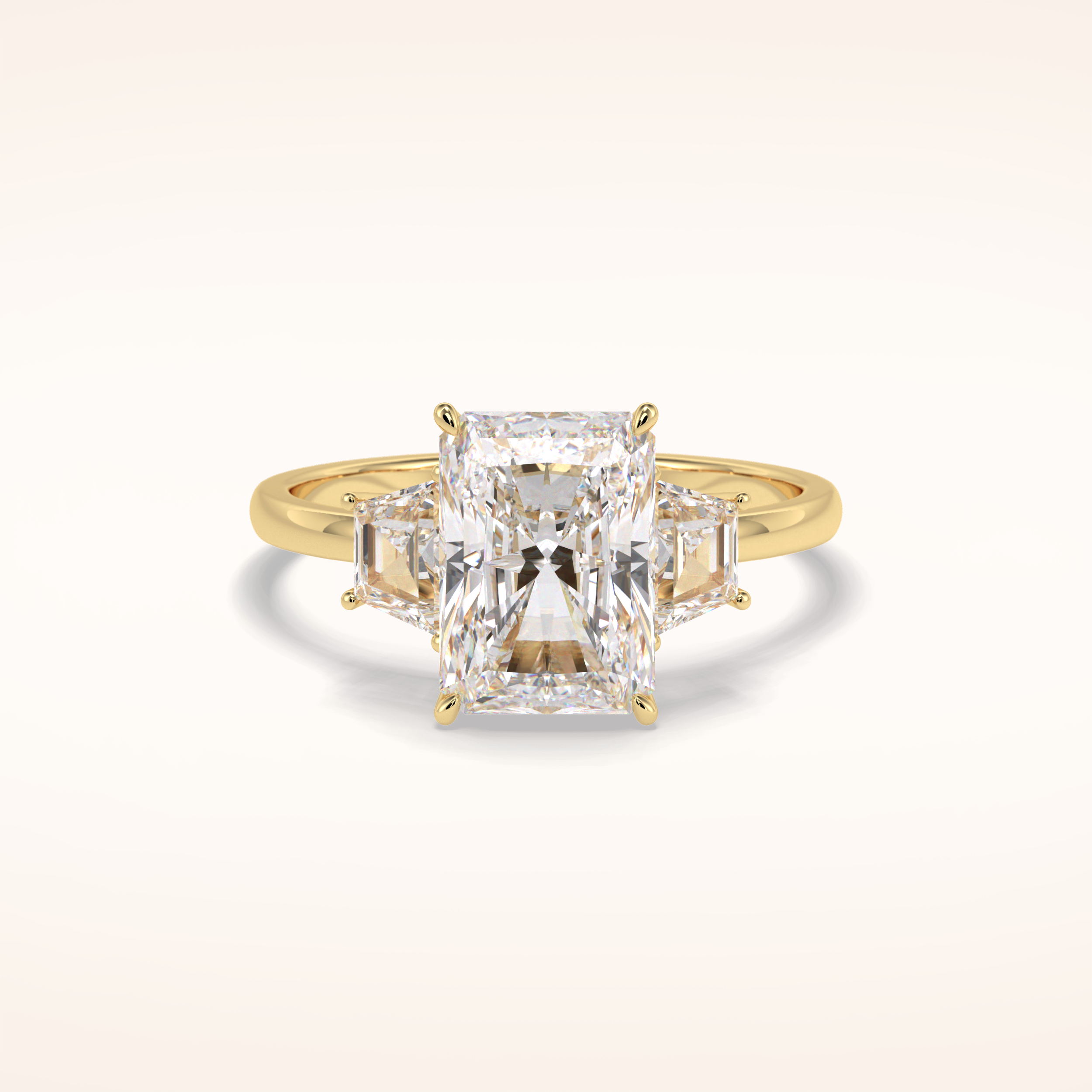 3 CT Radiant Shaped Three Stone Moissanite Engagement Ring