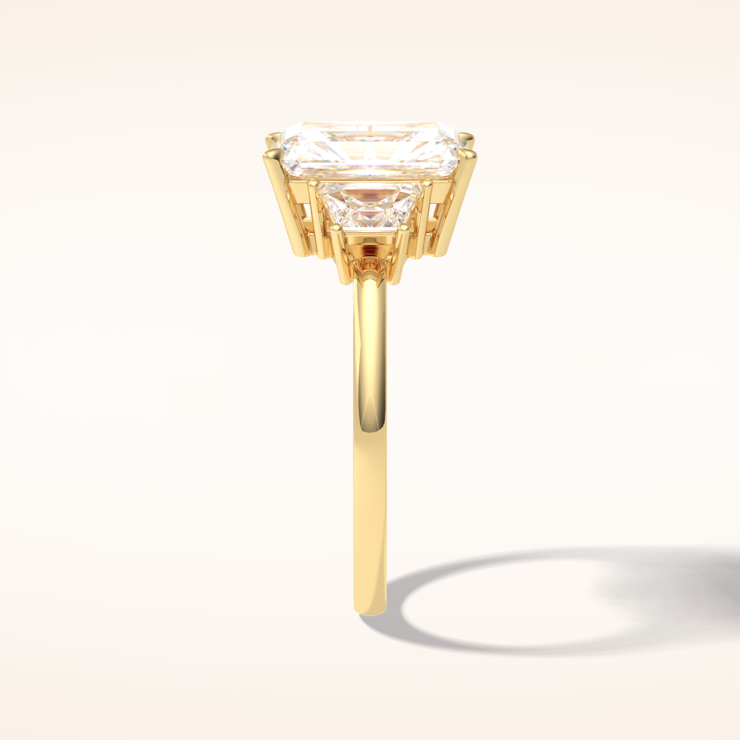 3 CT Radiant Shaped Three Stone Moissanite Engagement Ring