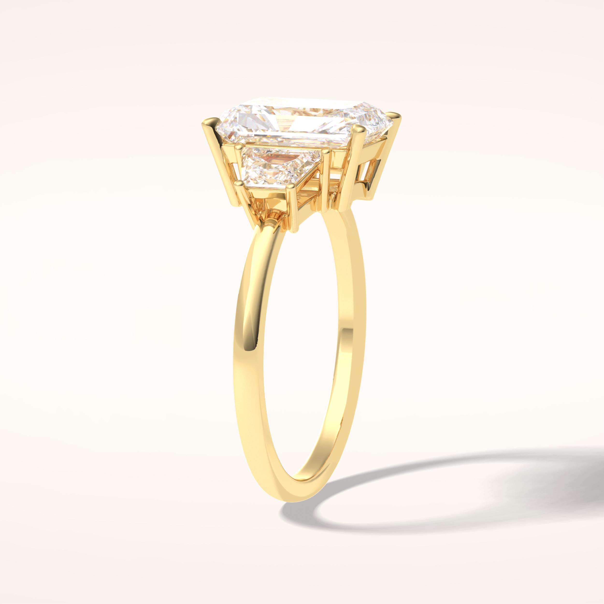 3 CT Radiant Shaped Three Stone Moissanite Engagement Ring