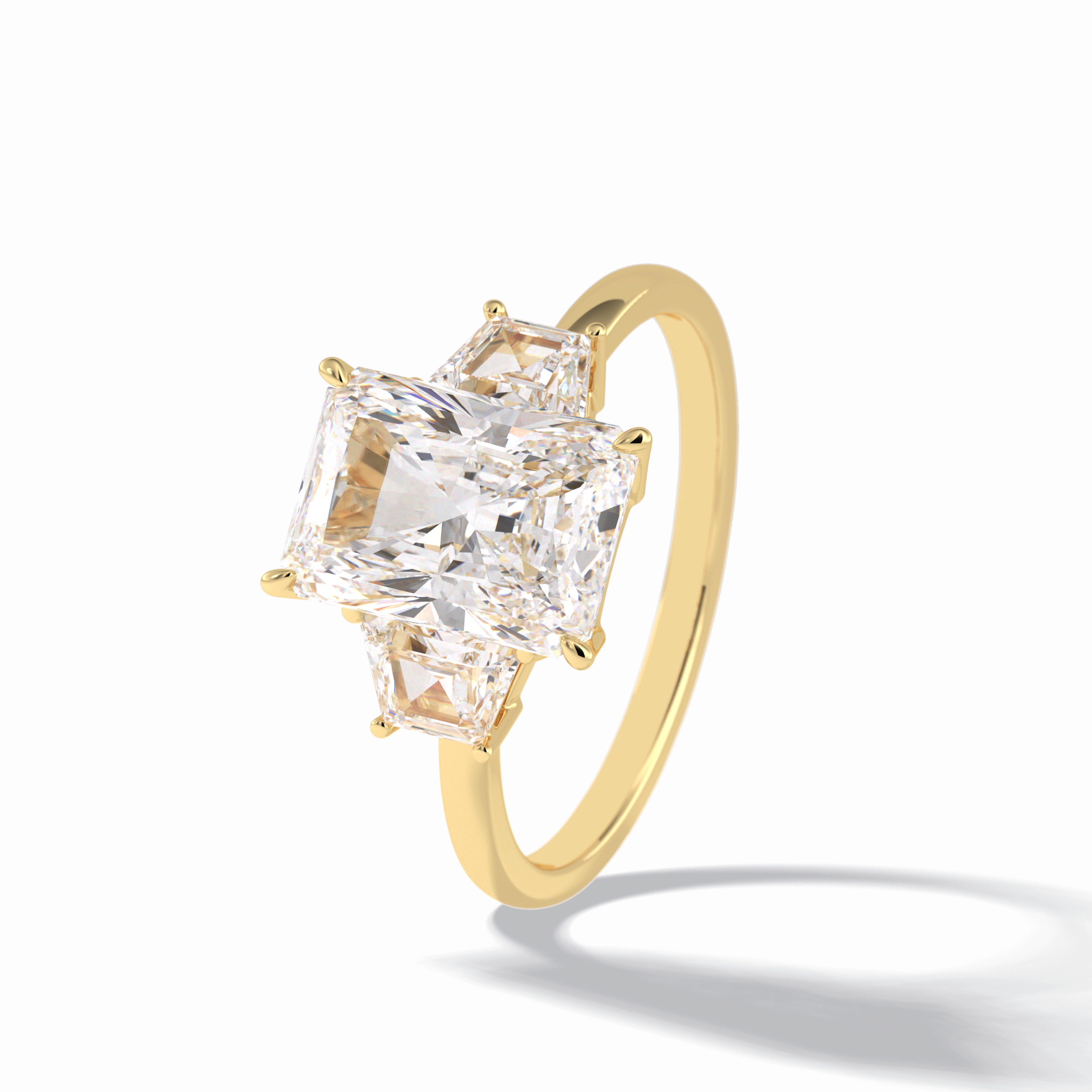 Radiant Three Stone Lab Grown Diamond Engagement Ring