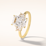 3 CT Radiant Shaped Three Stone Moissanite Engagement Ring