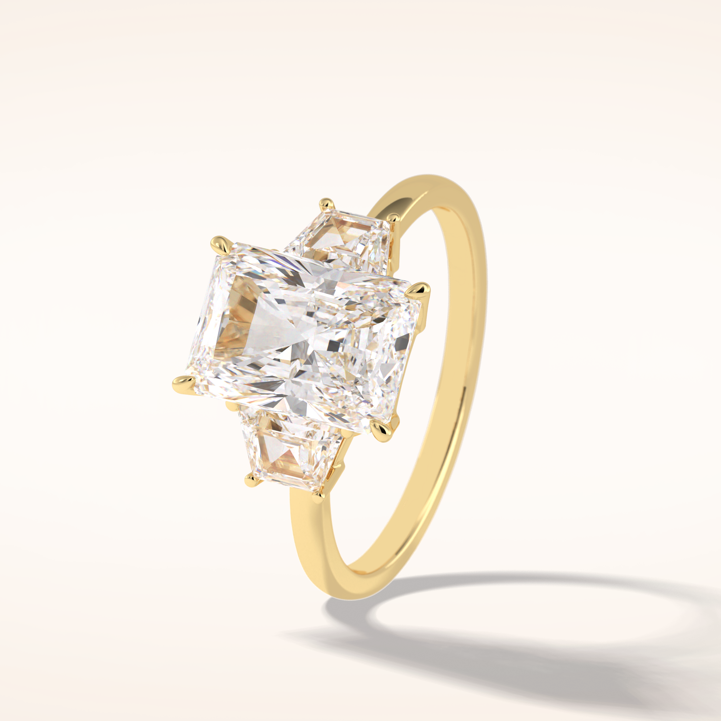3 CT Radiant Shaped Three Stone Moissanite Engagement Ring
