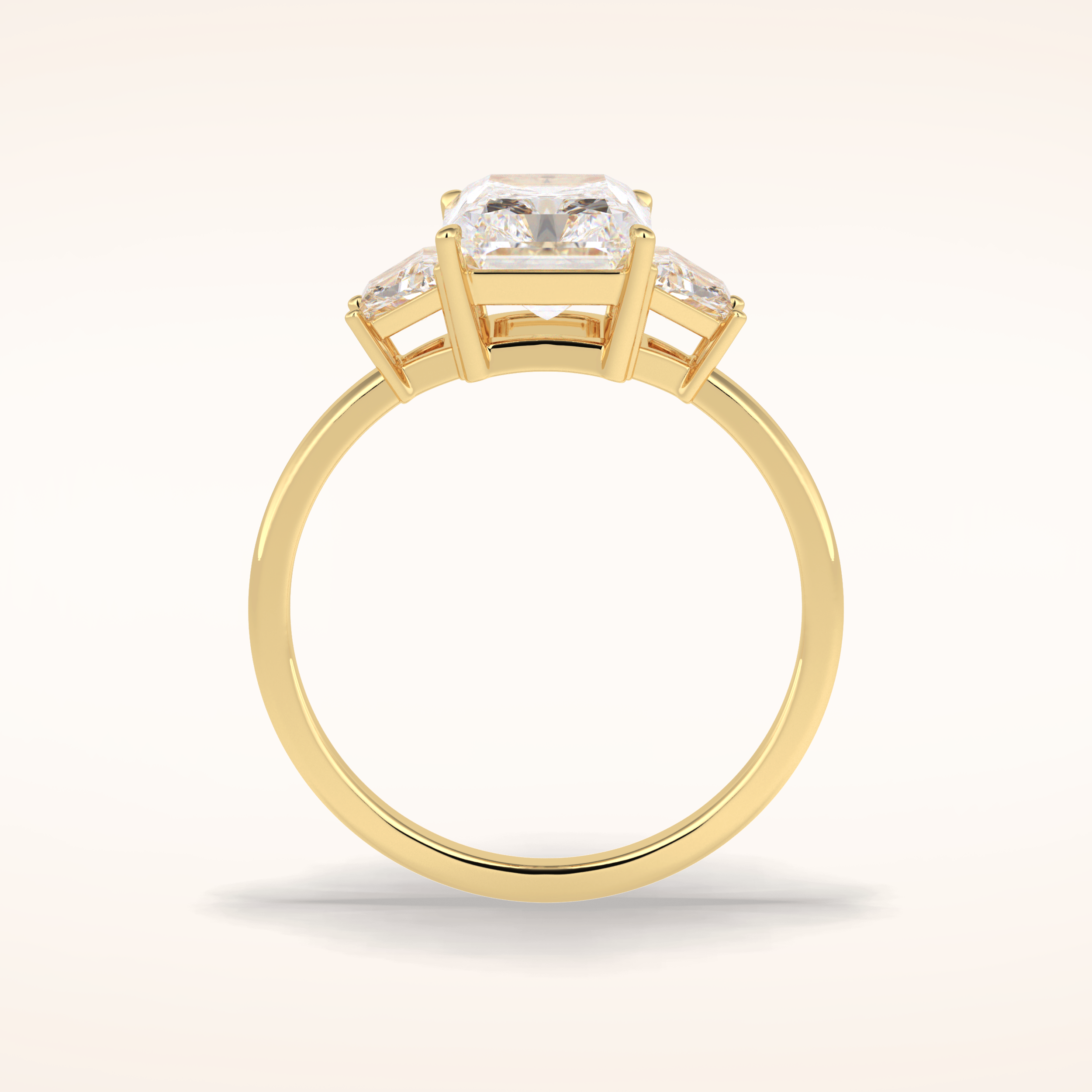 3 CT Radiant Shaped Three Stone Moissanite Engagement Ring
