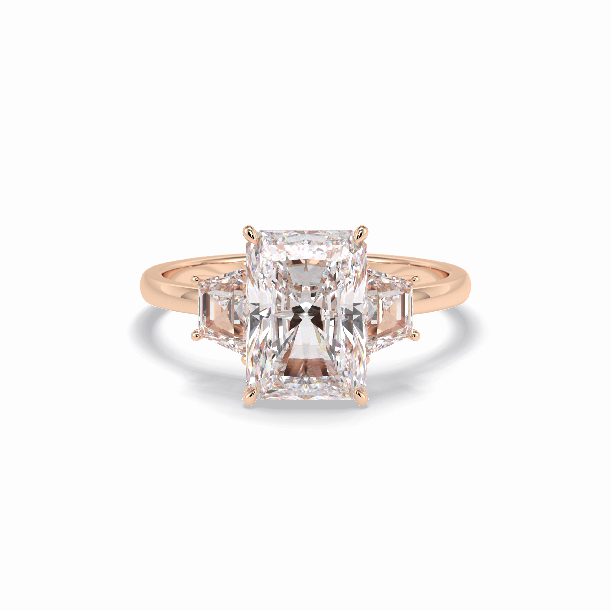 Radiant Three Stone Lab Grown Diamond Engagement Ring