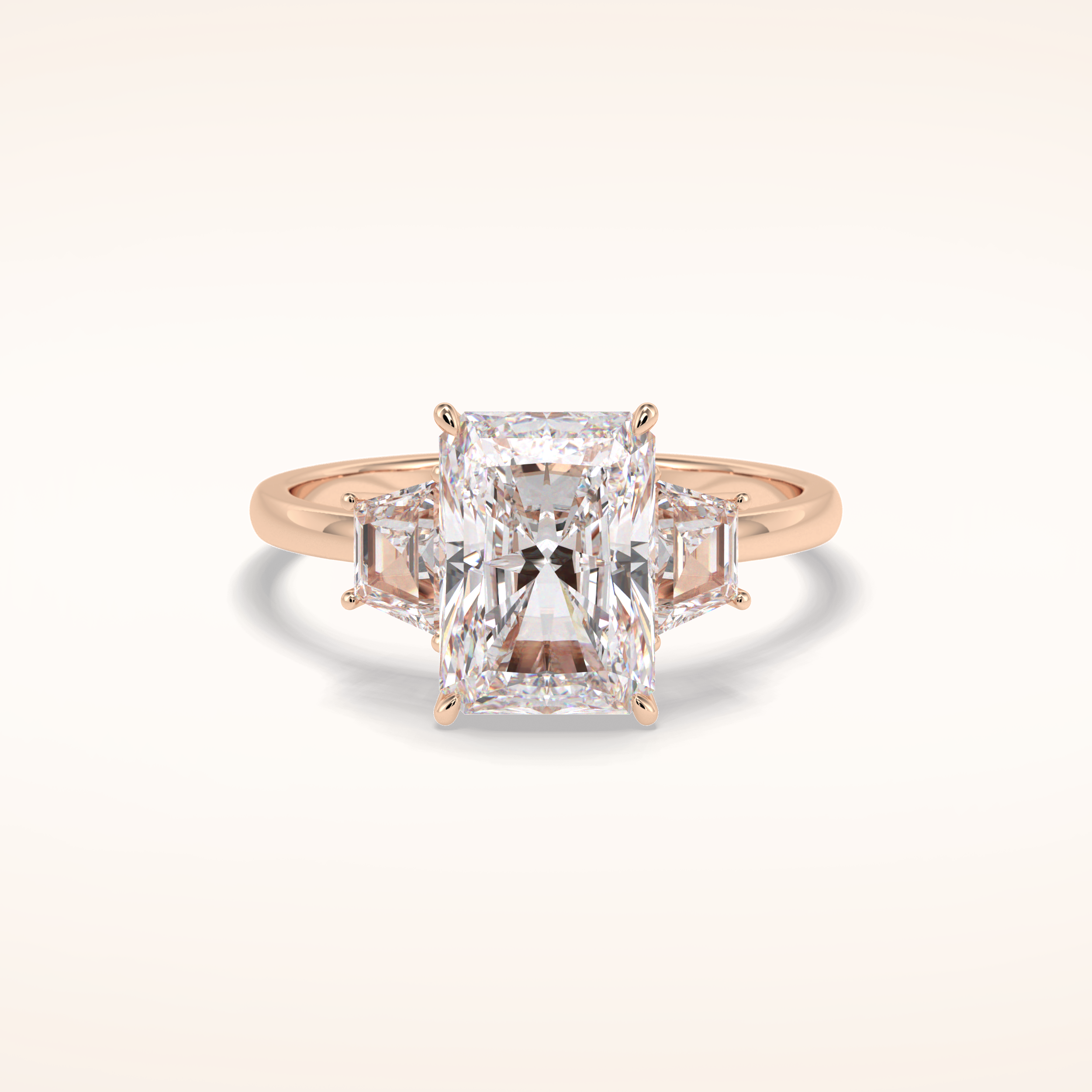 3 CT Radiant Shaped Three Stone Moissanite Engagement Ring