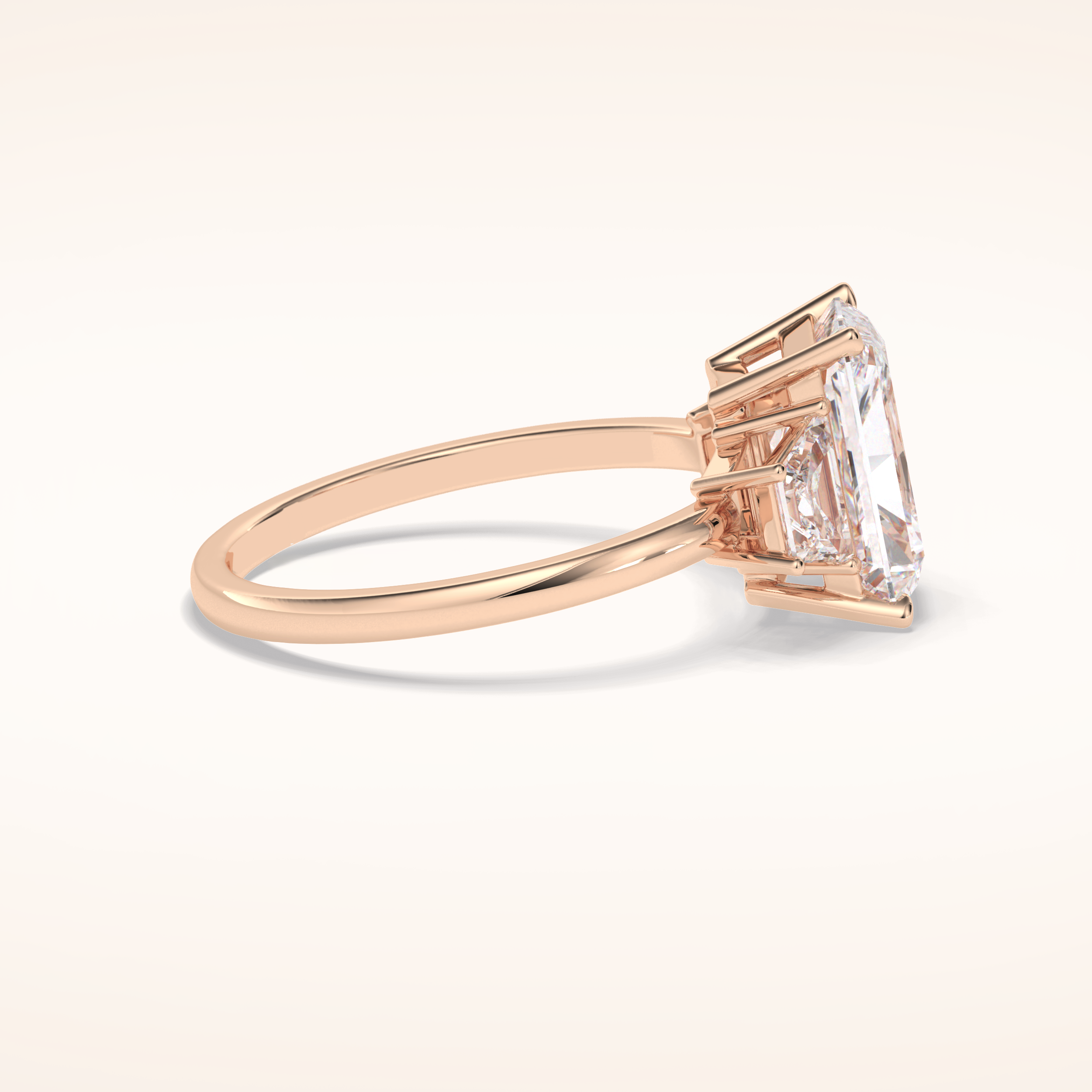 3 CT Radiant Shaped Three Stone Moissanite Engagement Ring