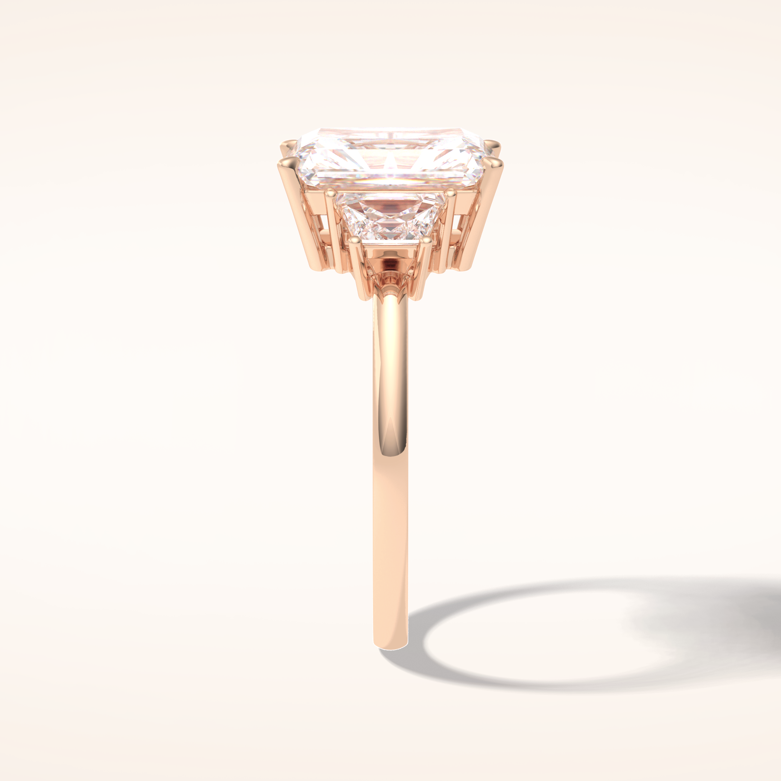 3 CT Radiant Shaped Three Stone Moissanite Engagement Ring