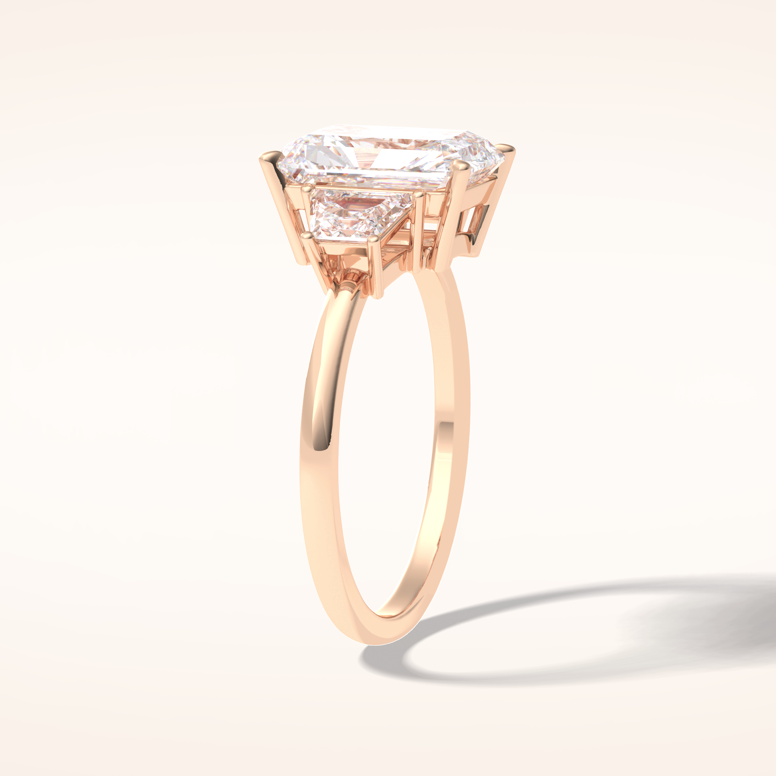 3 CT Radiant Shaped Three Stone Moissanite Engagement Ring