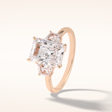 3 CT Radiant Shaped Three Stone Moissanite Engagement Ring