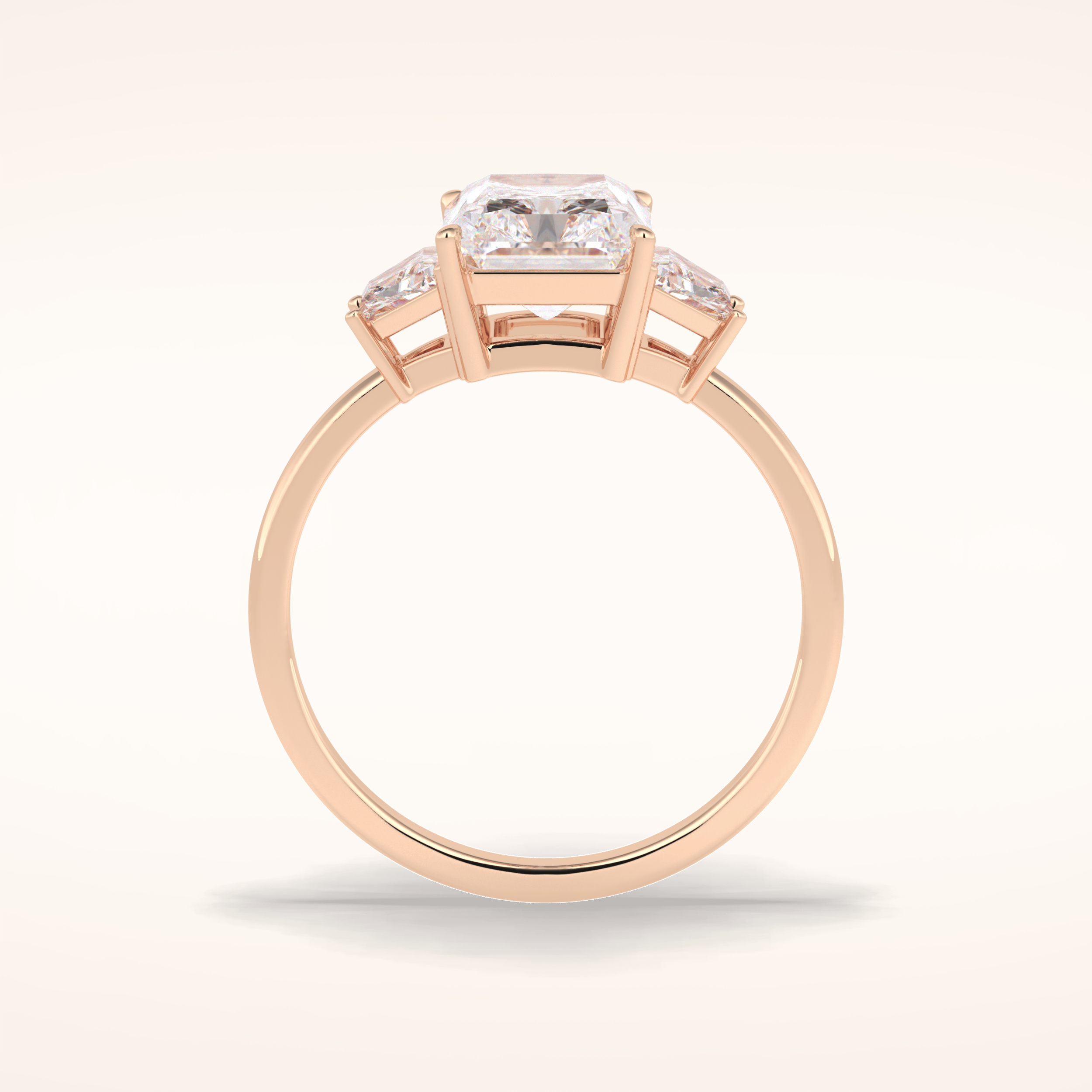 3 CT Radiant Shaped Three Stone Moissanite Engagement Ring