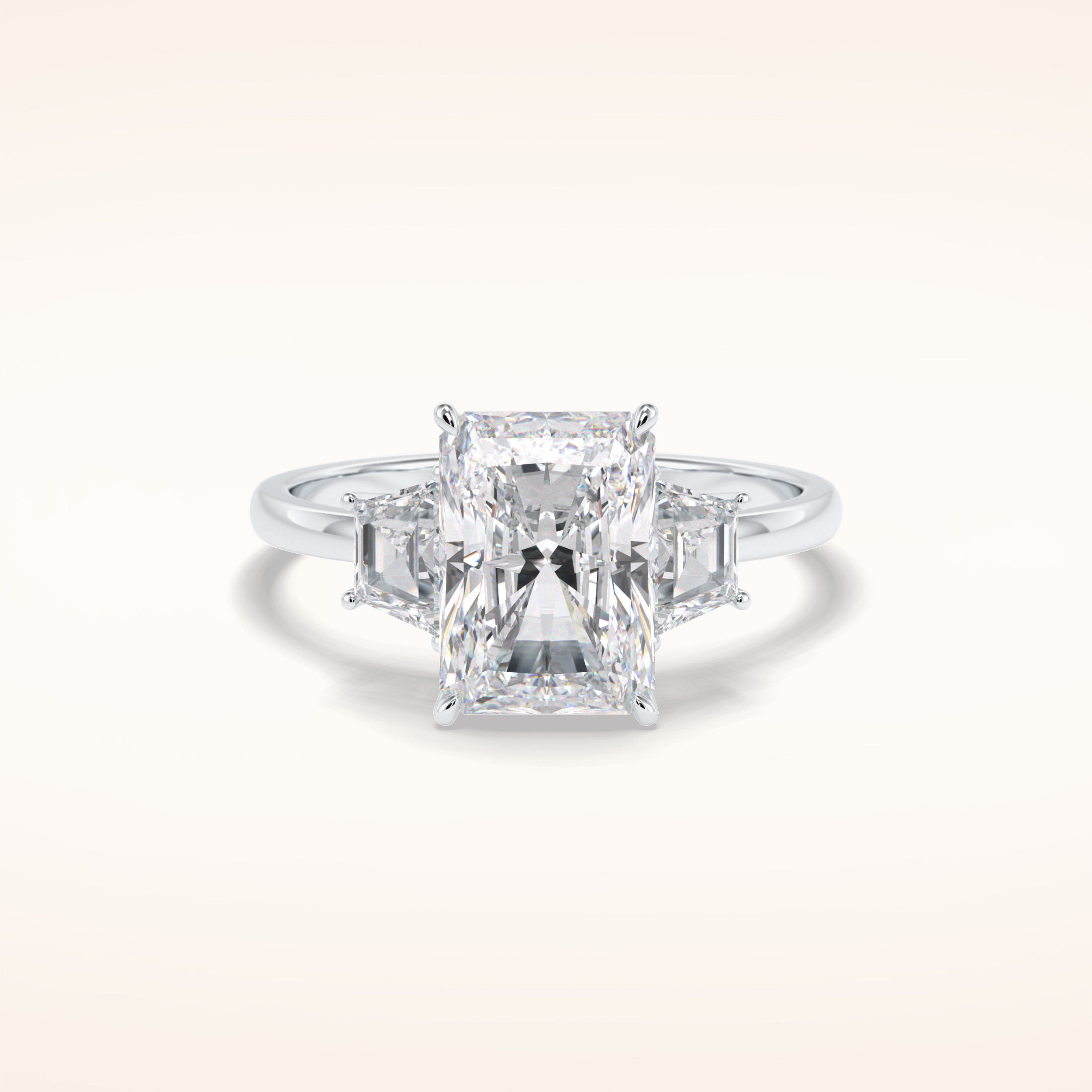 3 CT Radiant Shaped Three Stone Moissanite Engagement Ring