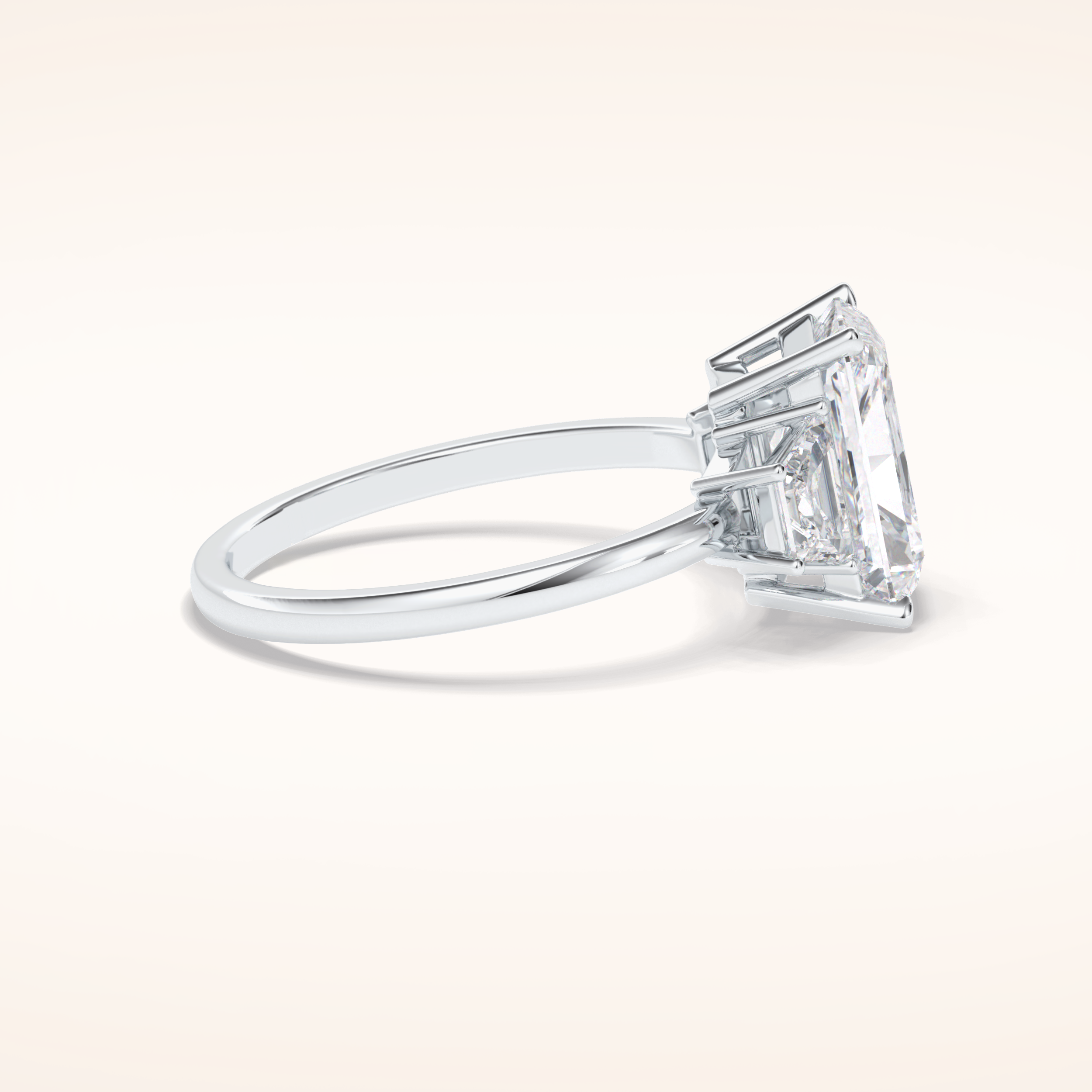 3 CT Radiant Shaped Three Stone Moissanite Engagement Ring