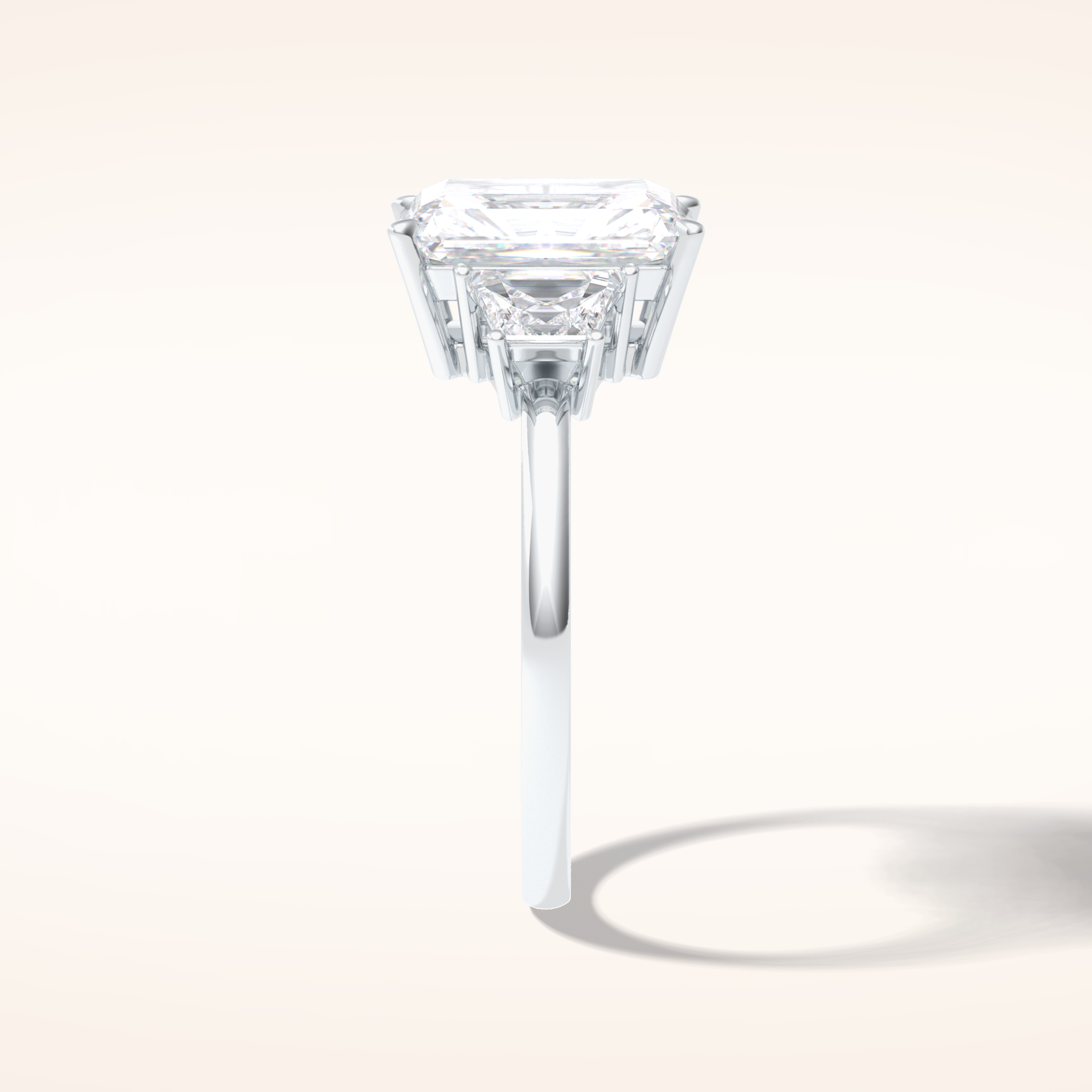 3 CT Radiant Shaped Three Stone Moissanite Engagement Ring
