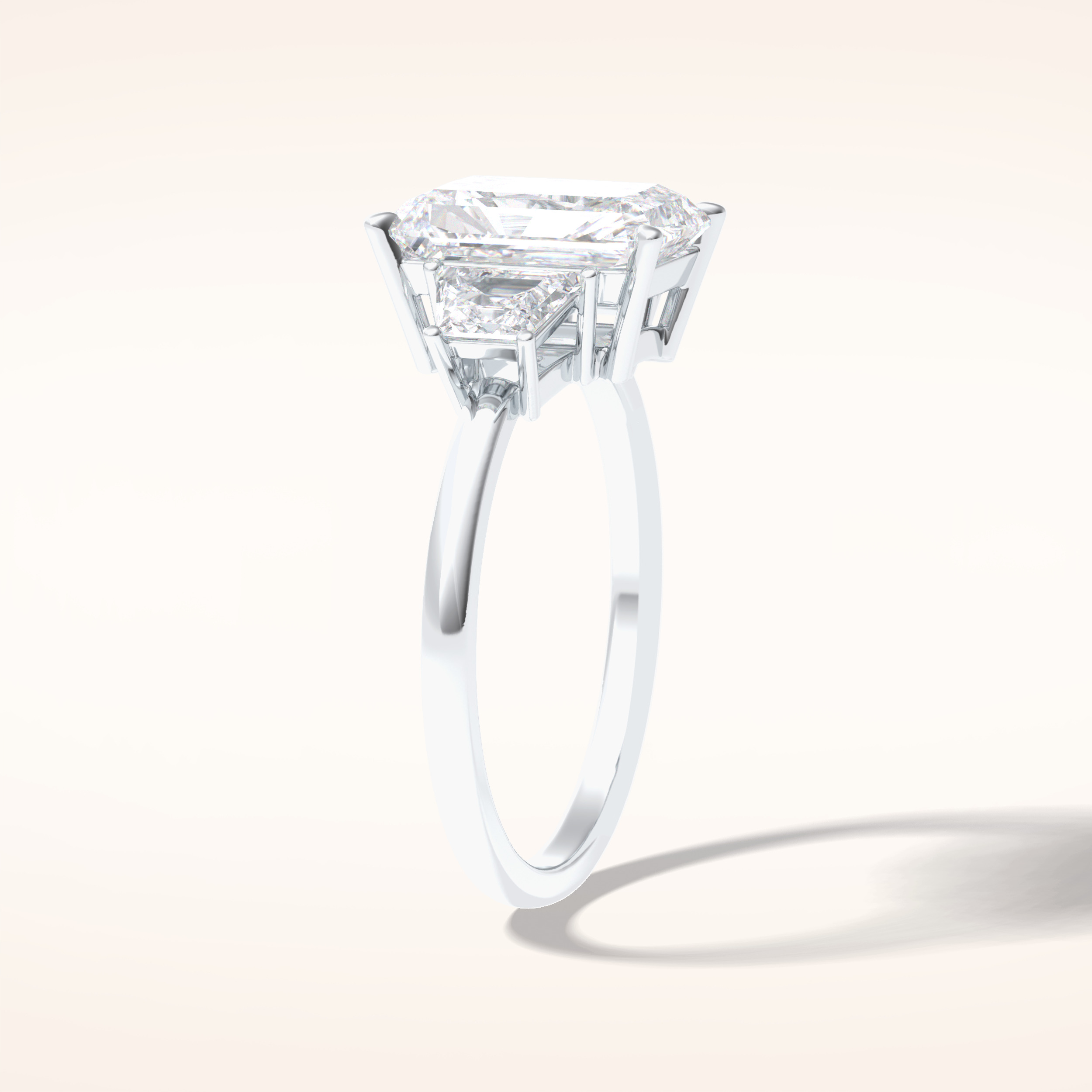 3 CT Radiant Shaped Three Stone Moissanite Engagement Ring