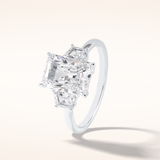 3 CT Radiant Shaped Three Stone Moissanite Engagement Ring