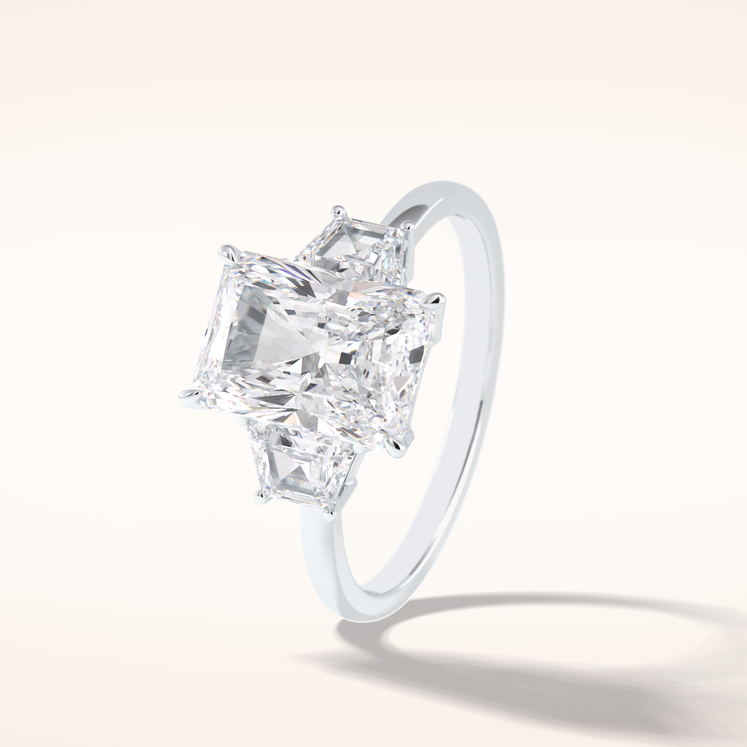 3 CT Radiant Shaped Three Stone Moissanite Engagement Ring