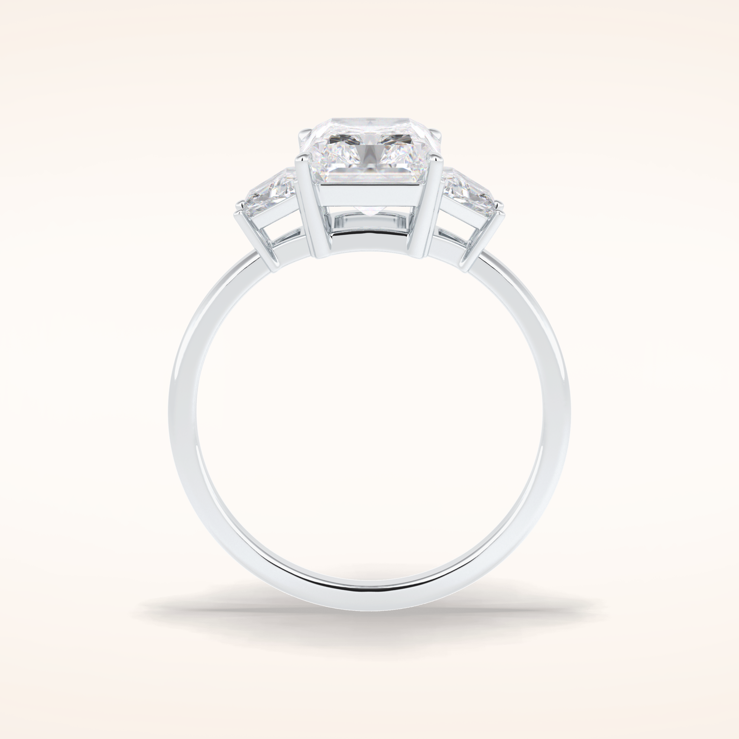 3 CT Radiant Shaped Three Stone Moissanite Engagement Ring
