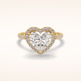2.55 CT Heart Shaped Halo & Pave Moissanite Engagement Ring