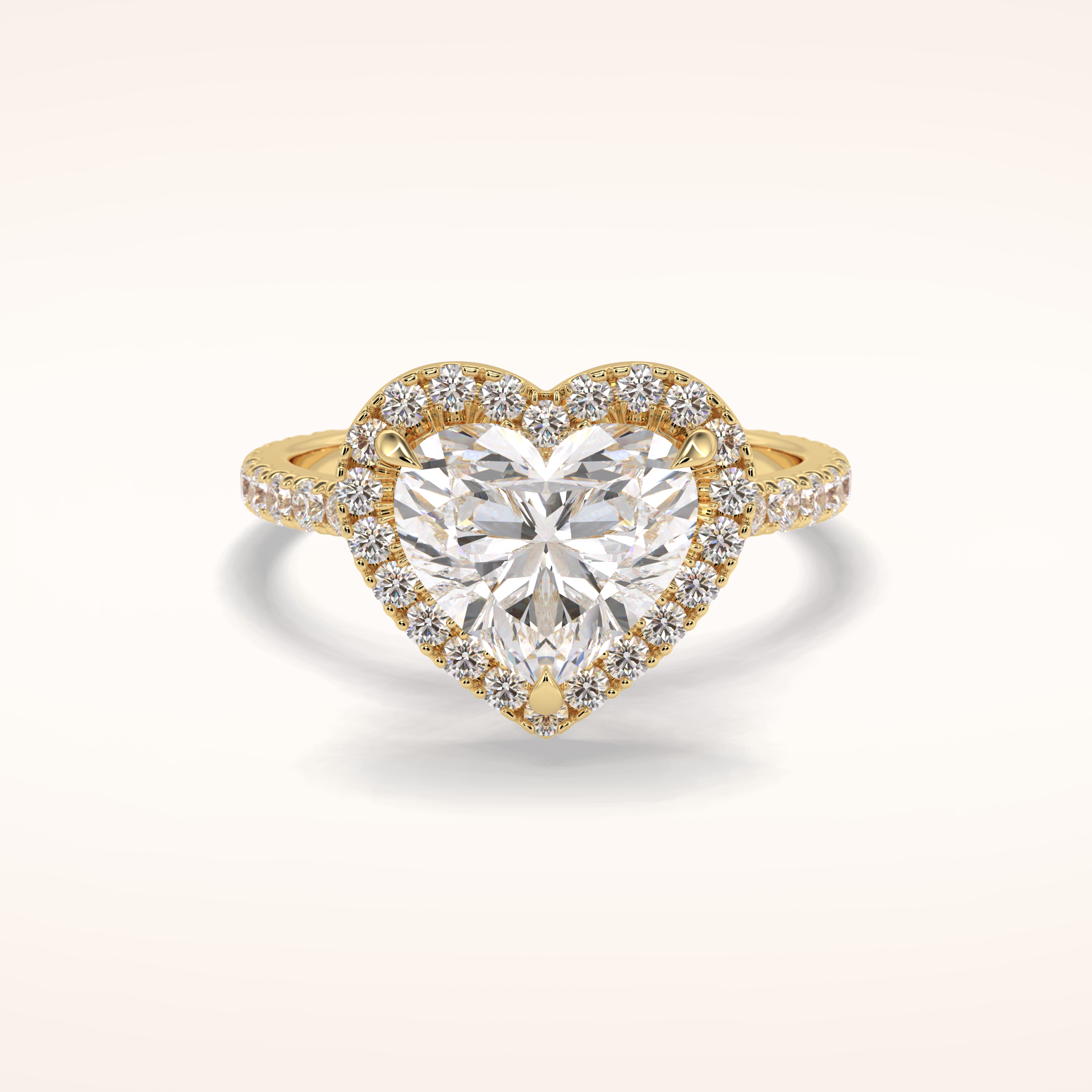 2.55 CT Heart Shaped Halo & Pave Moissanite Engagement Ring