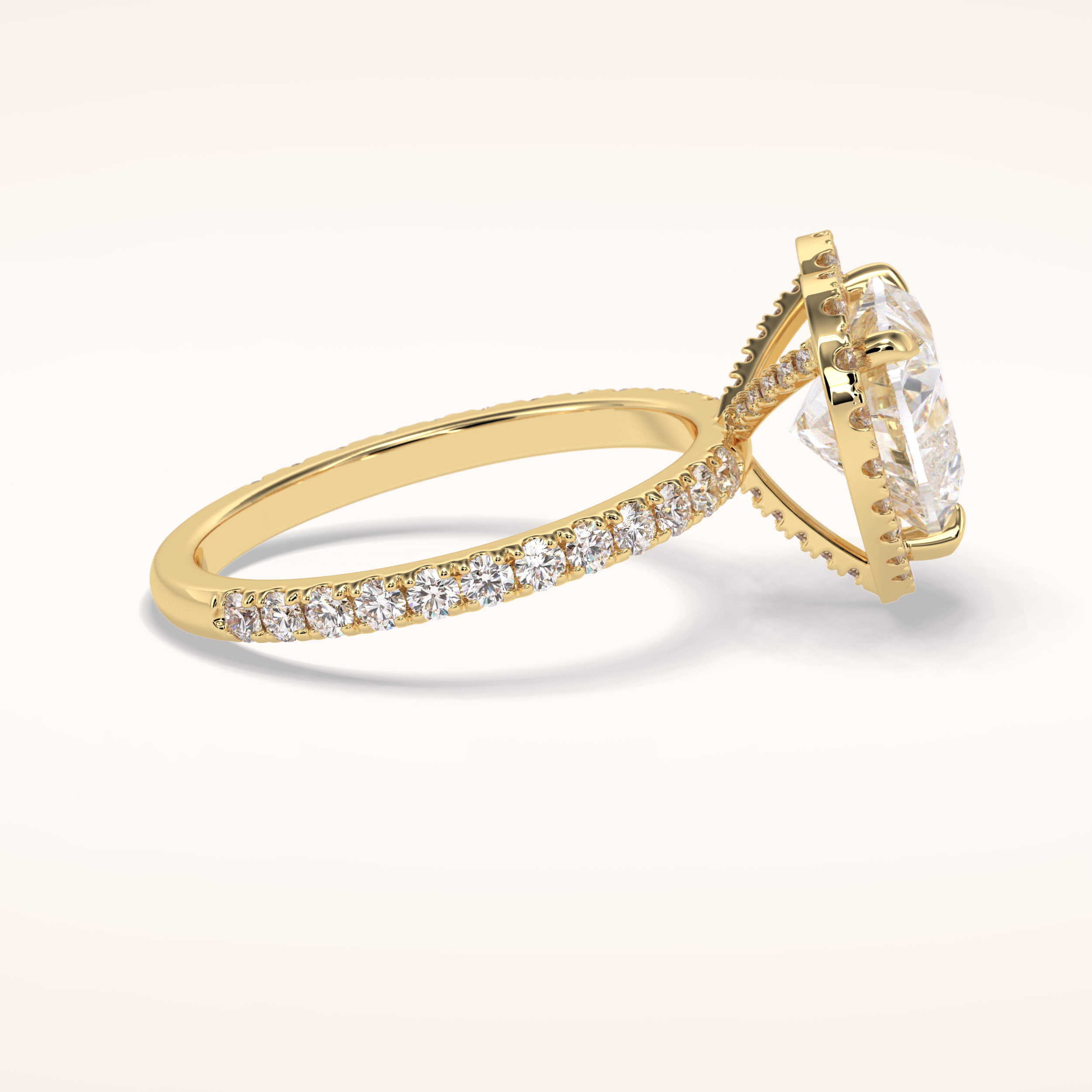 2.55 CT Heart Shaped Halo & Pave Moissanite Engagement Ring