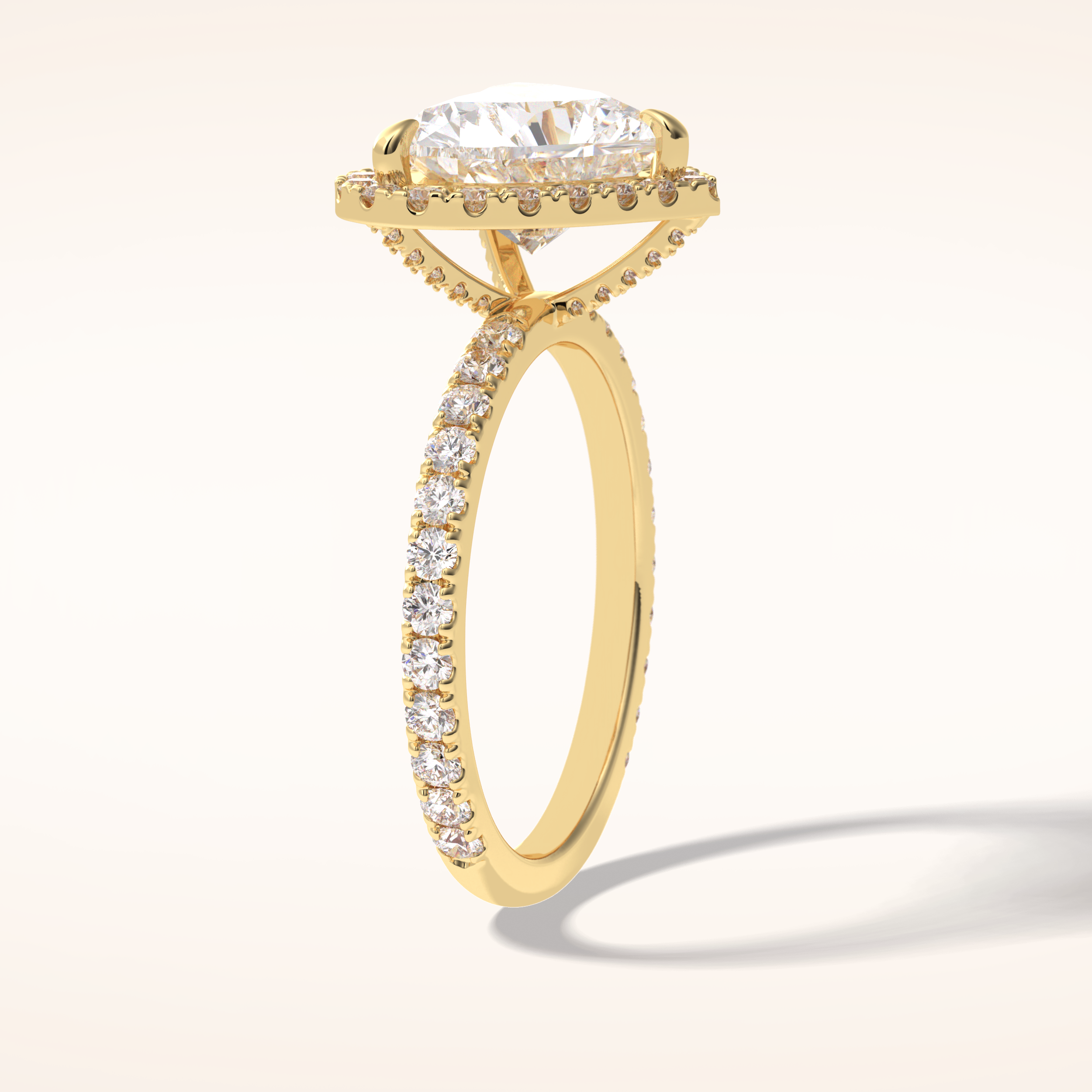 2.55 CT Heart Shaped Halo & Pave Moissanite Engagement Ring