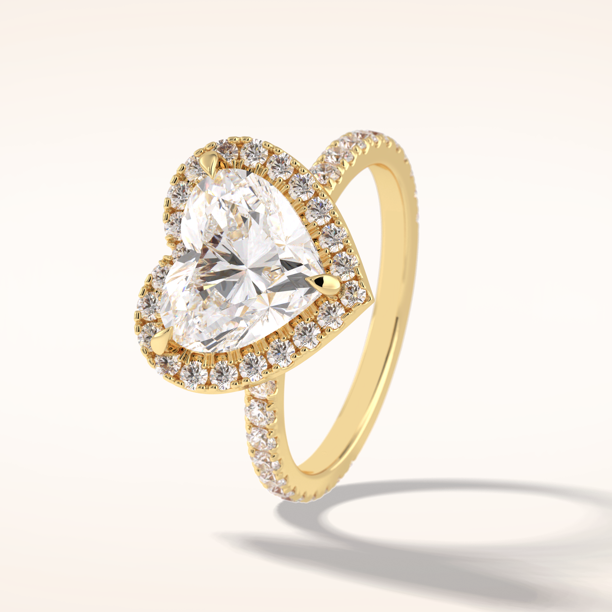 2.55 CT Heart Shaped Halo & Pave Moissanite Engagement Ring