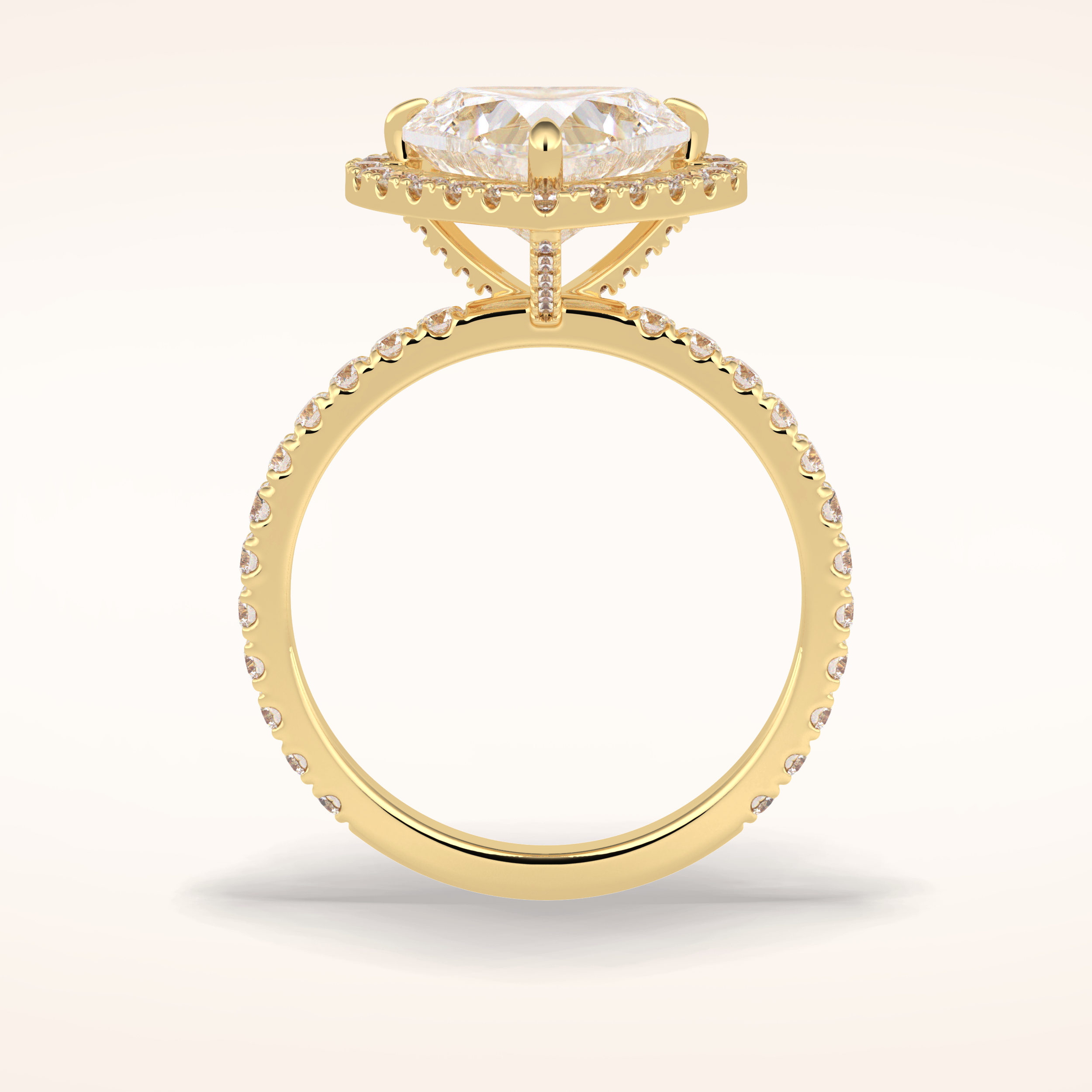 2.55 CT Heart Shaped Halo & Pave Moissanite Engagement Ring