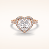 2.55 CT Heart Shaped Halo & Pave Moissanite Engagement Ring