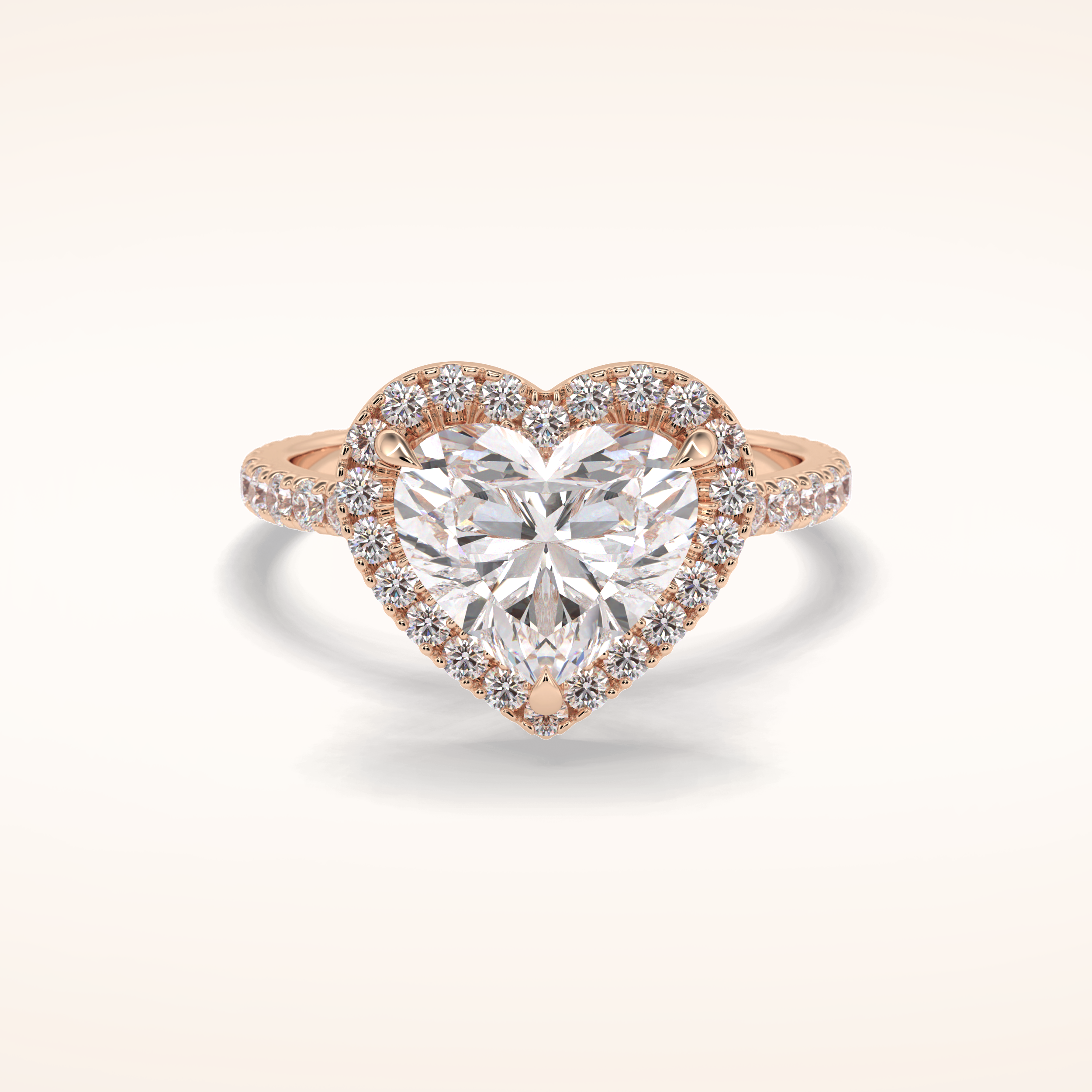2.55 CT Heart Shaped Halo & Pave Moissanite Engagement Ring