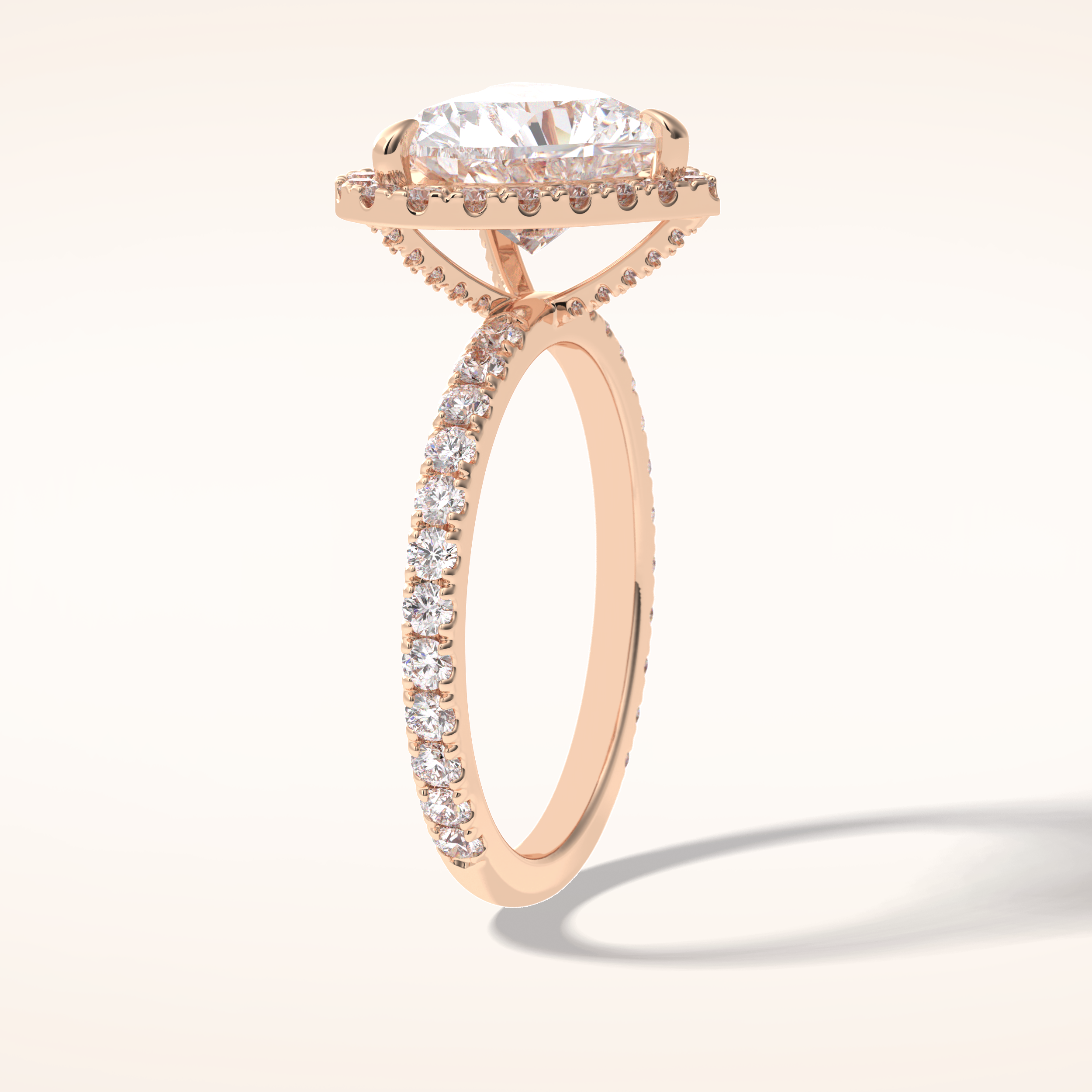 2.55 CT Heart Shaped Halo & Pave Moissanite Engagement Ring